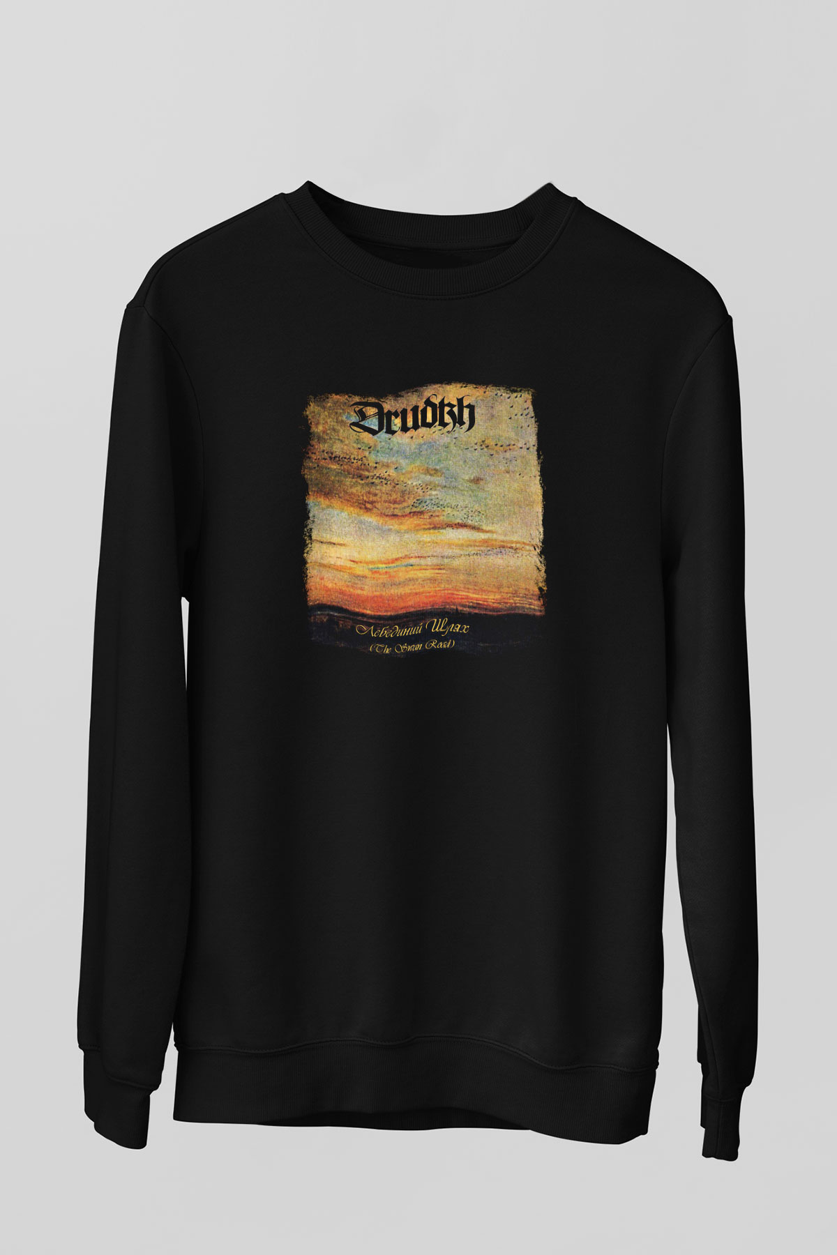 Drudkh Baskılı Unisex Siyah Sweatshirt