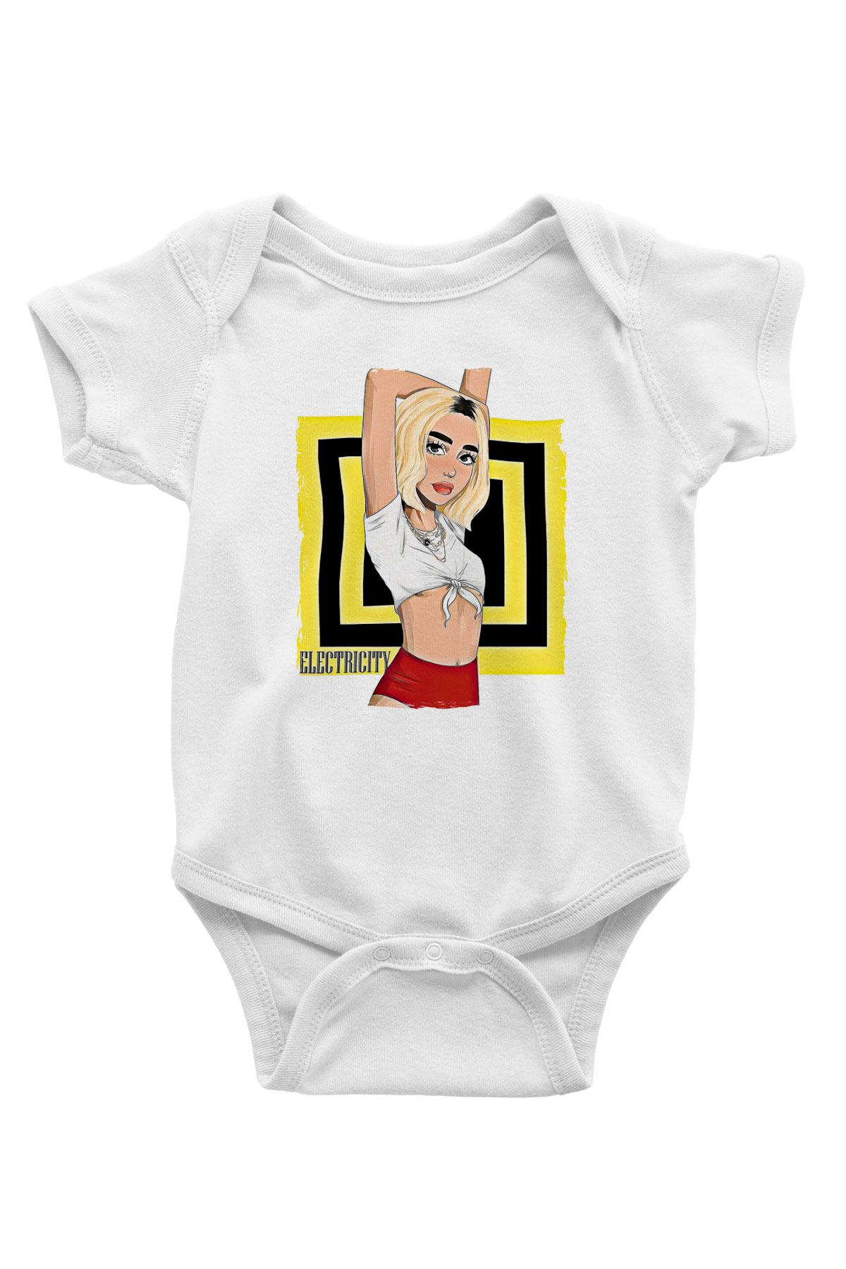 Dua Lipa Baskılı Beyaz Unisex Bebek Body - Zıbın