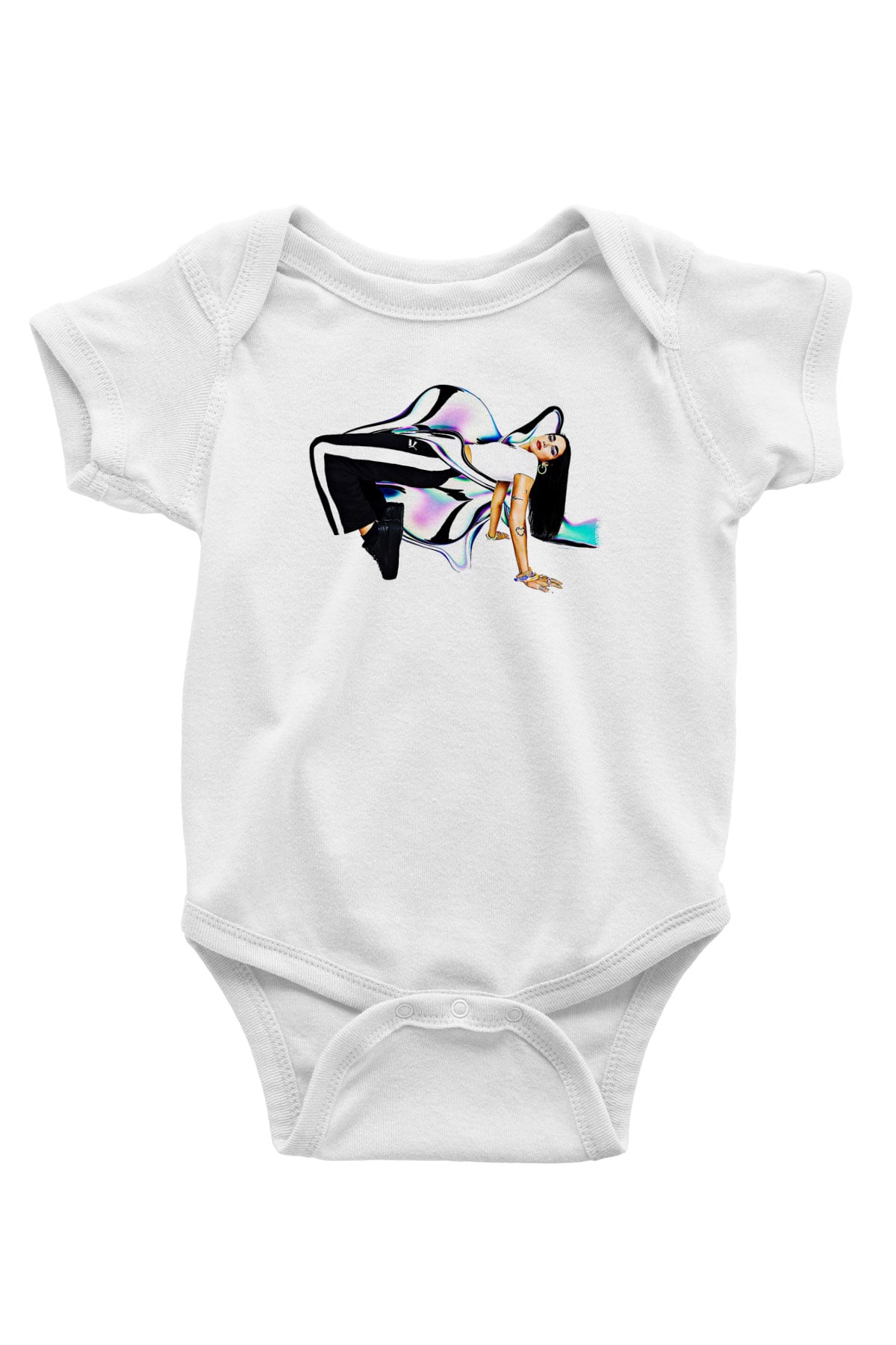 Dua Lipa Baskılı Beyaz Unisex Bebek Body - Zıbın