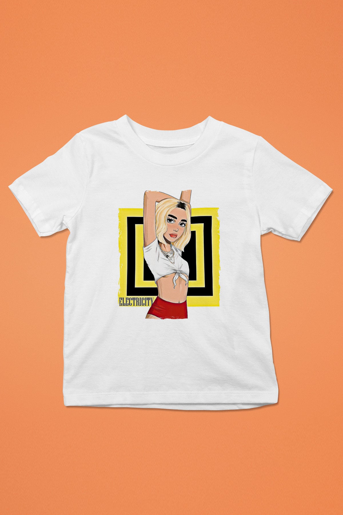 Dua Lipa Baskılı Beyaz Unisex Beyaz Çocuk Tişört - Tshirt