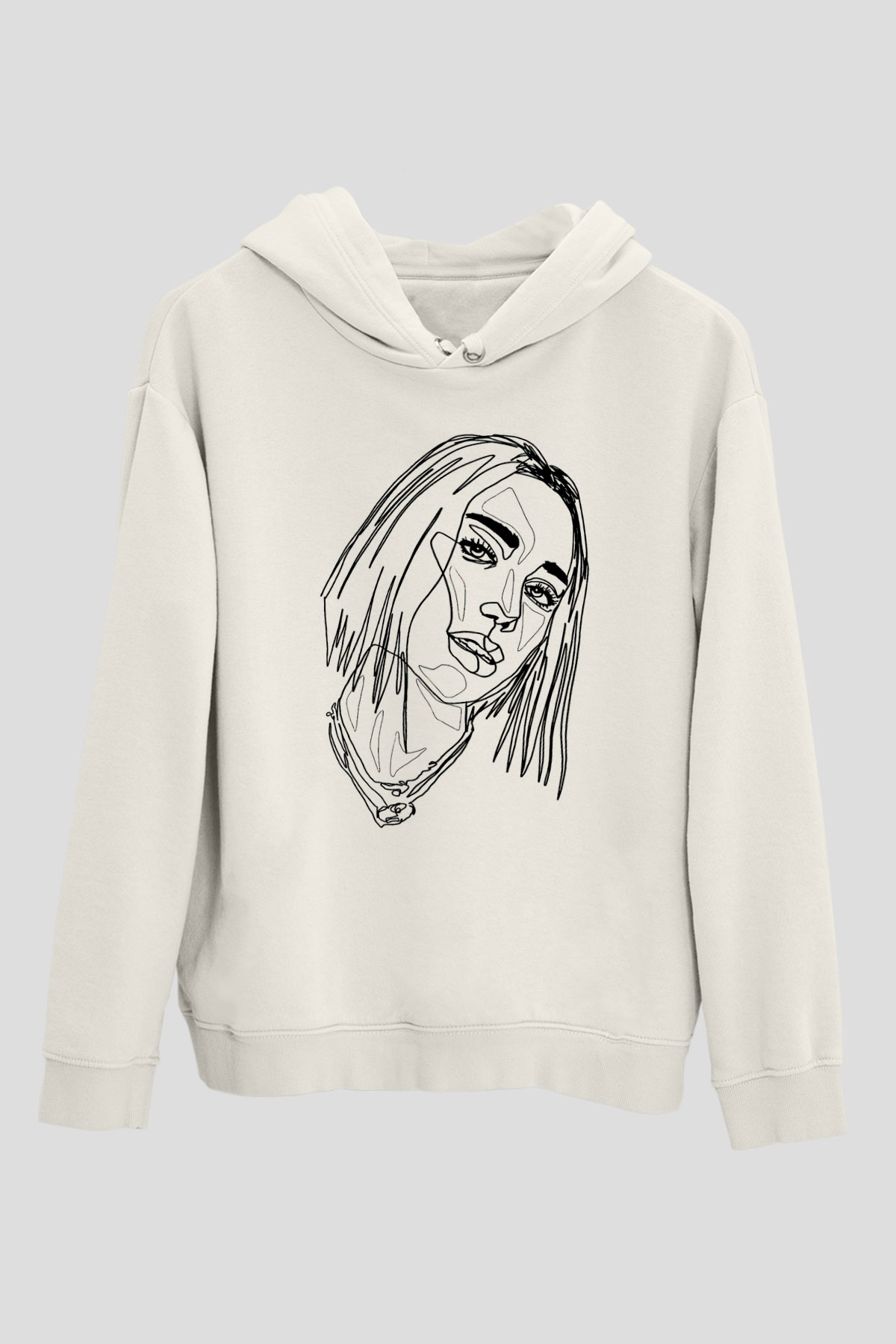 Dua Lipa Baskılı Beyaz Unisex Kapüşonlu Sweatshirt