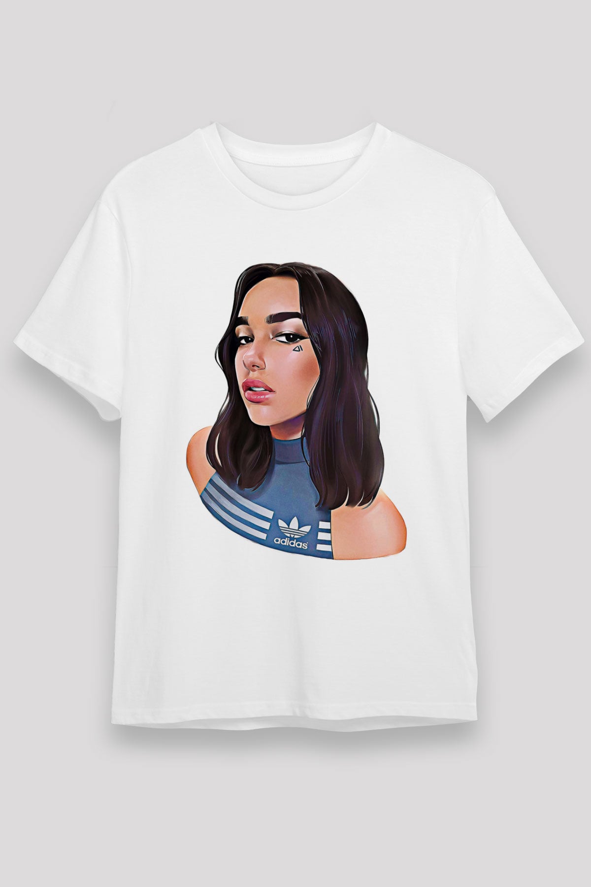Dua Lipa Baskılı Unisex Beyaz Tişört - Tshirt