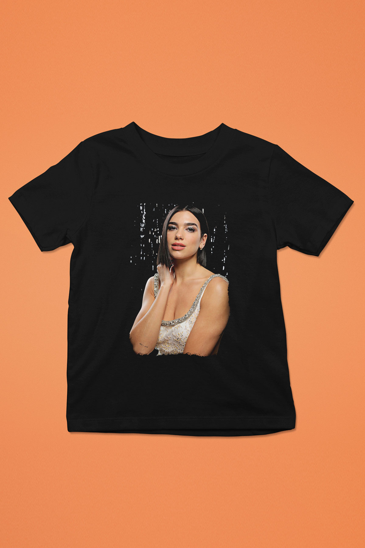 Dua Lipa Baskılı Unisex Siyah Çocuk Tişört - Tshirt