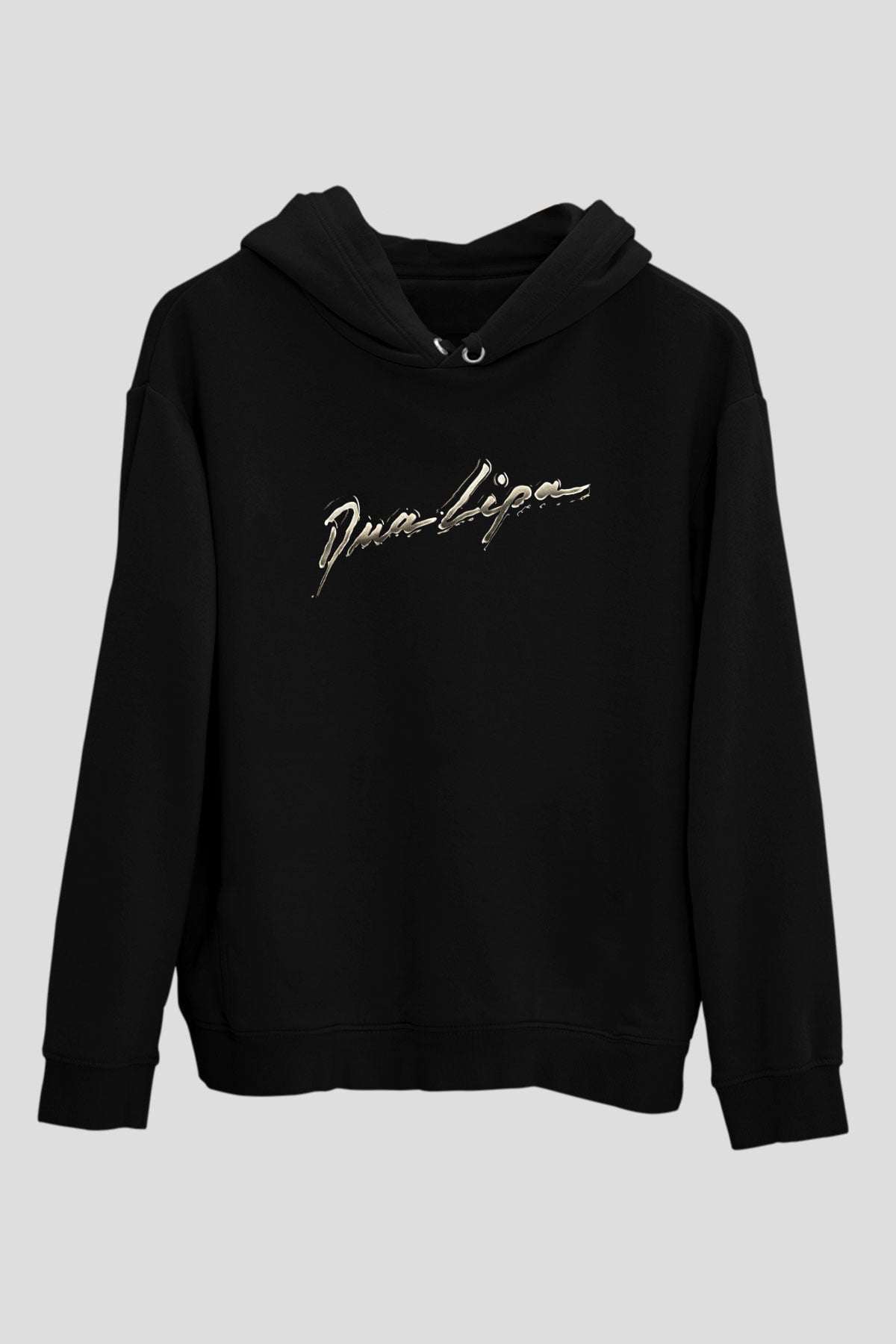 Dua Lipa Baskılı Unisex Siyah Hoodie