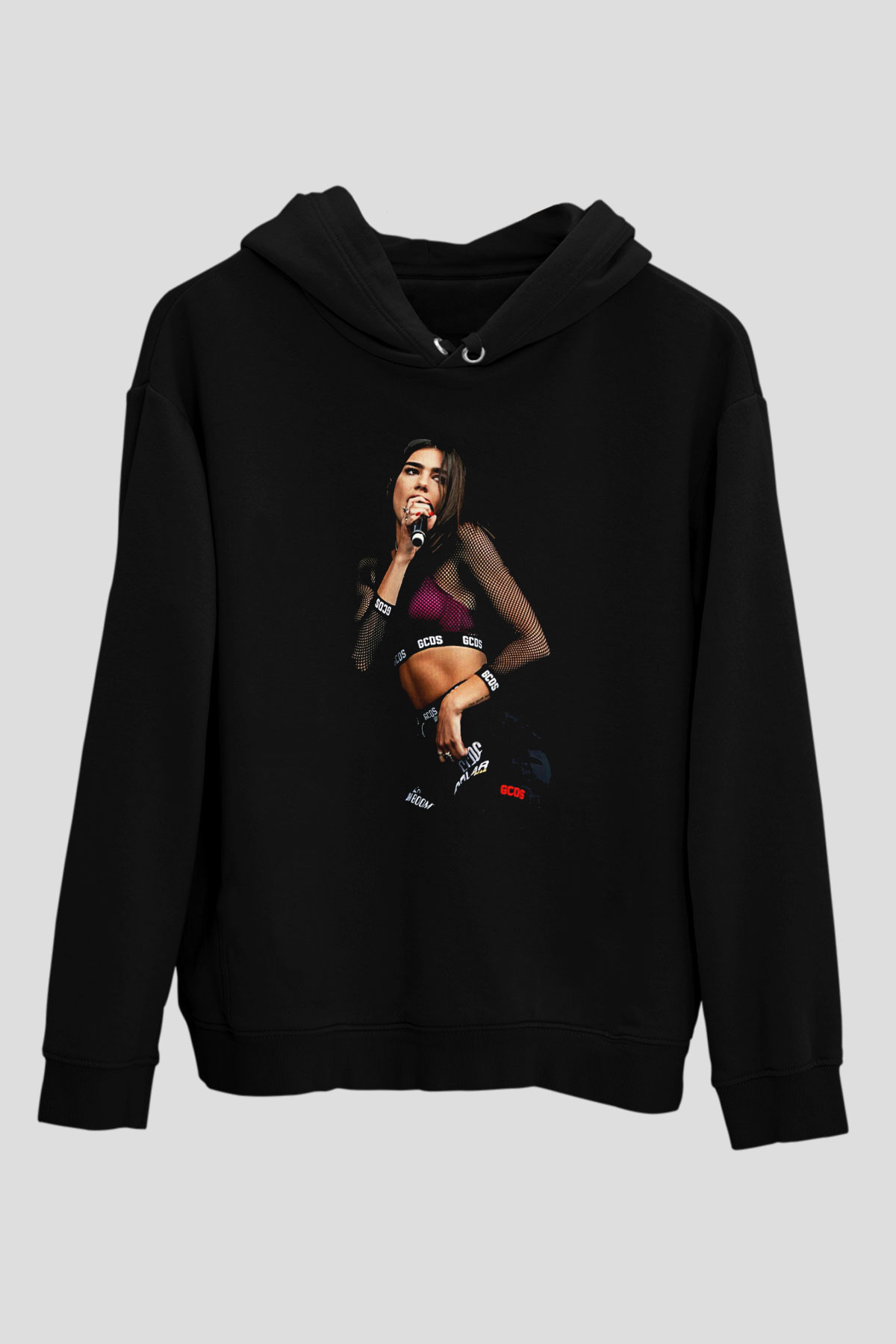 Dua Lipa Baskılı Unisex Siyah Hoodie