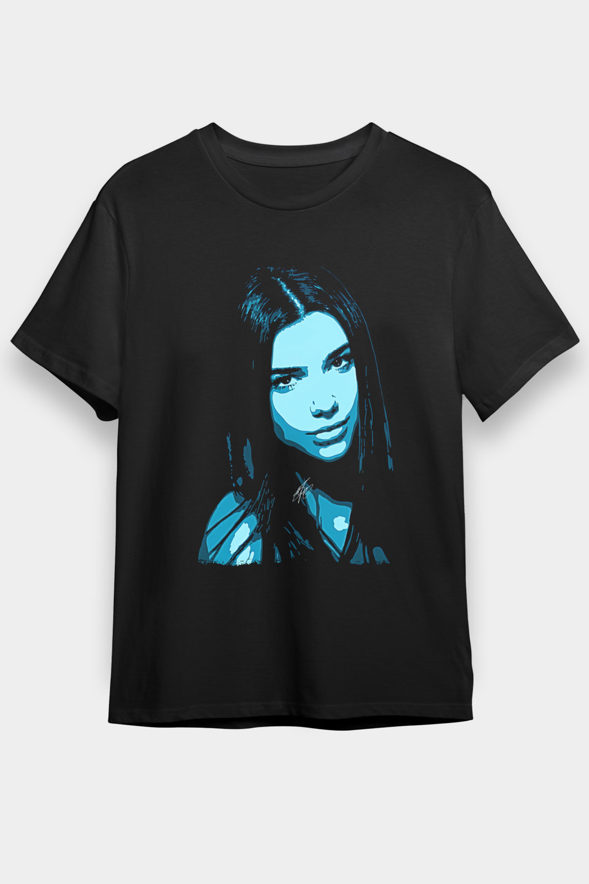 Dua Lipa Baskılı Unisex Siyah Tişört - Tshirt