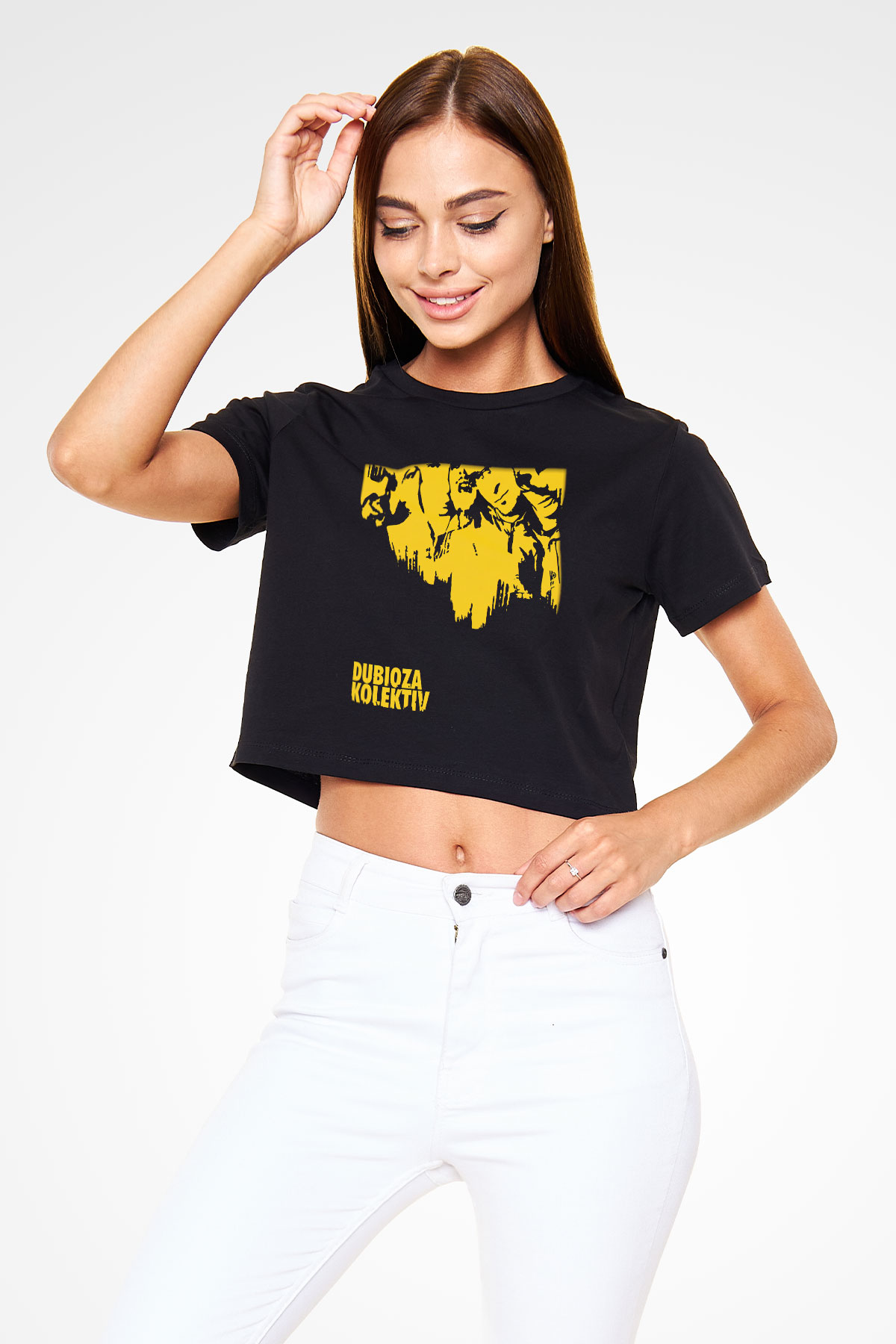 Dubioza kolektiv Siyah Crop Top Tişört