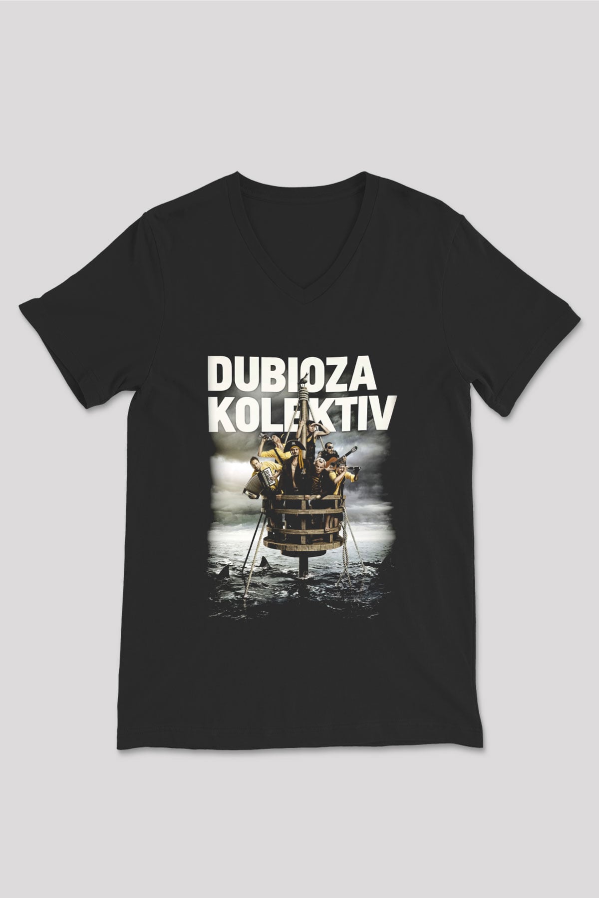 Dubioza kolektiv Siyah Unisex V Yaka Tişört T-Shirt