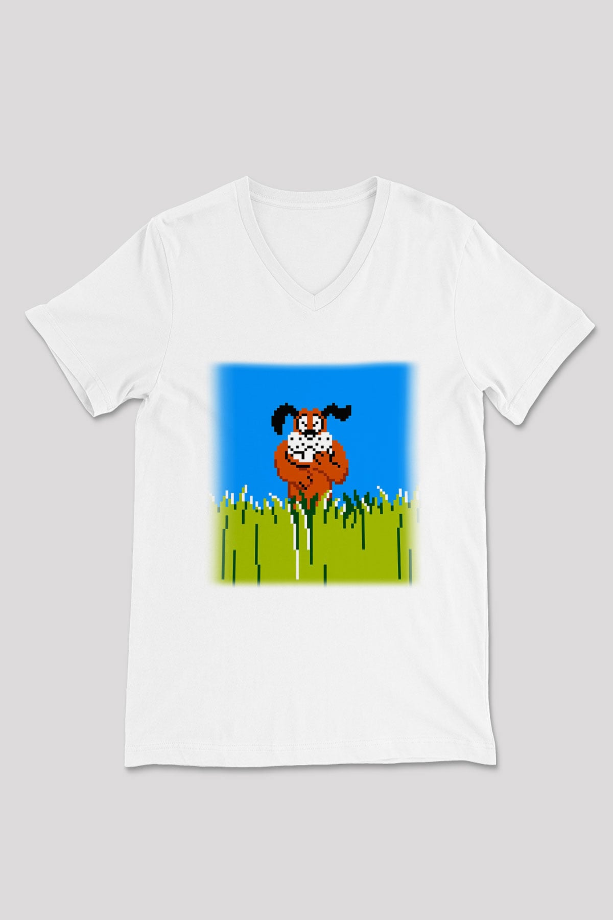 Duck Hunt Beyaz Unisex V Yaka Tişört T-Shirt