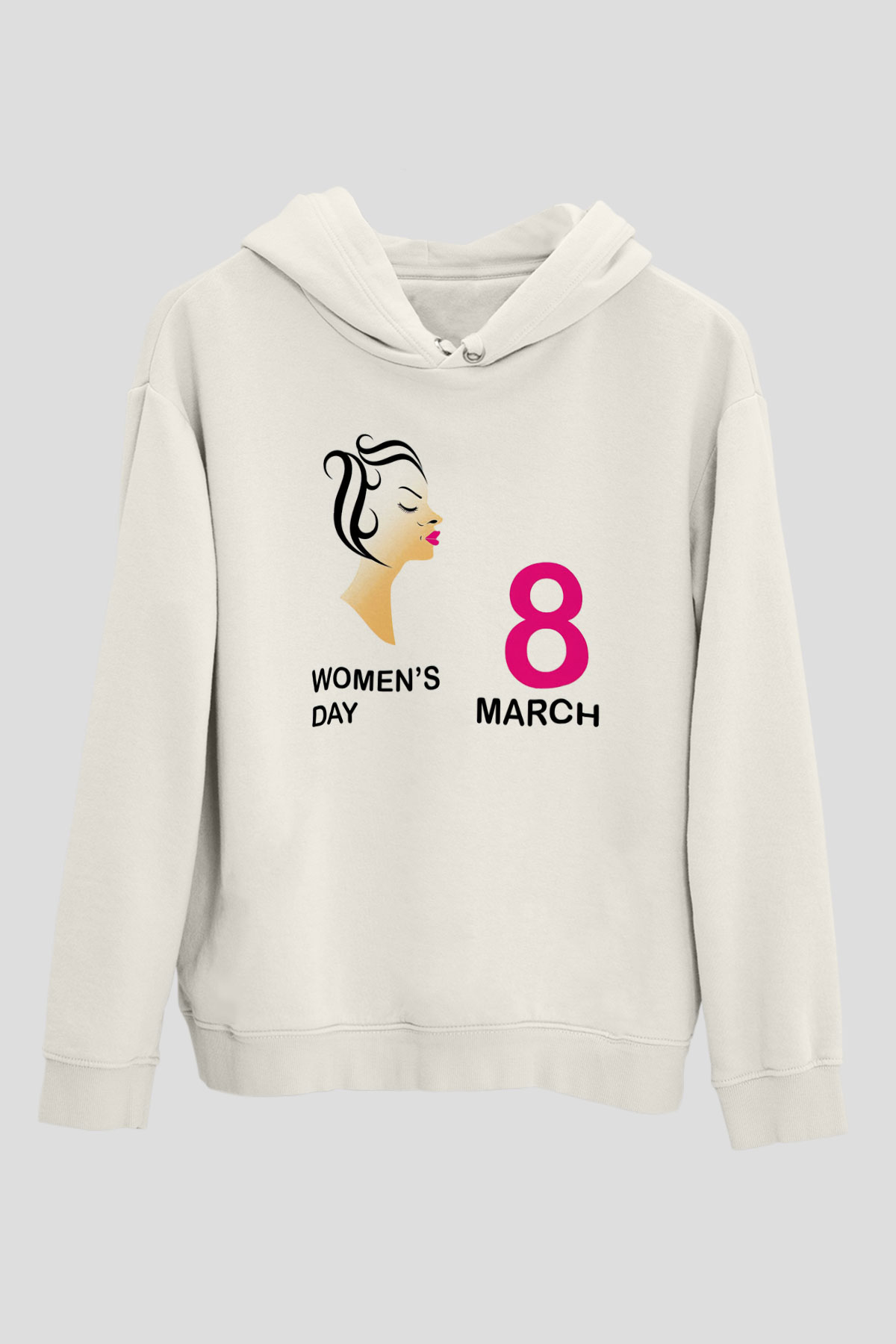 Dünya Kadınlar Günü Beyaz Unisex Hoodie