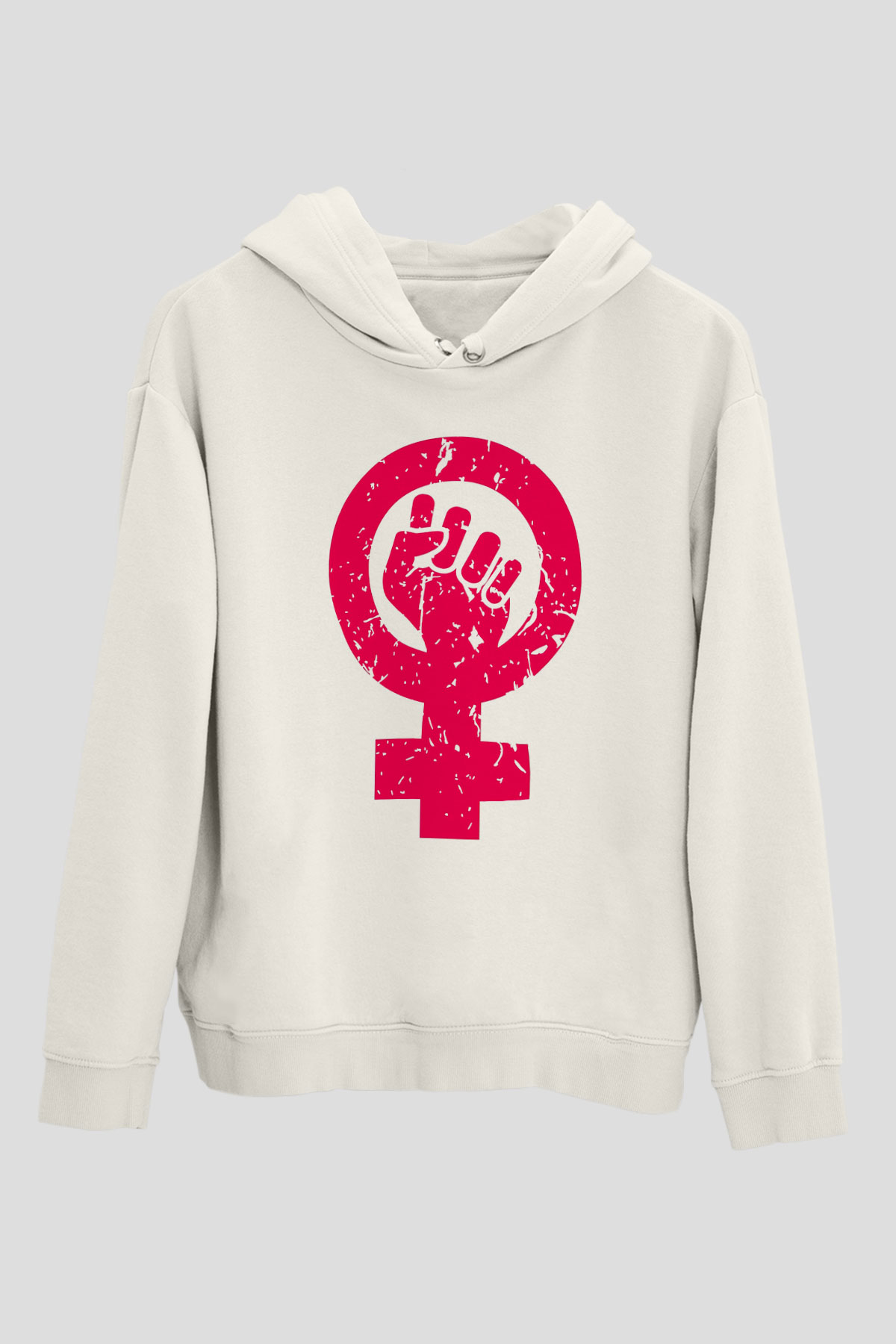 Dünya Kadınlar Günü Beyaz Unisex Kapşonlu Sweatshirt