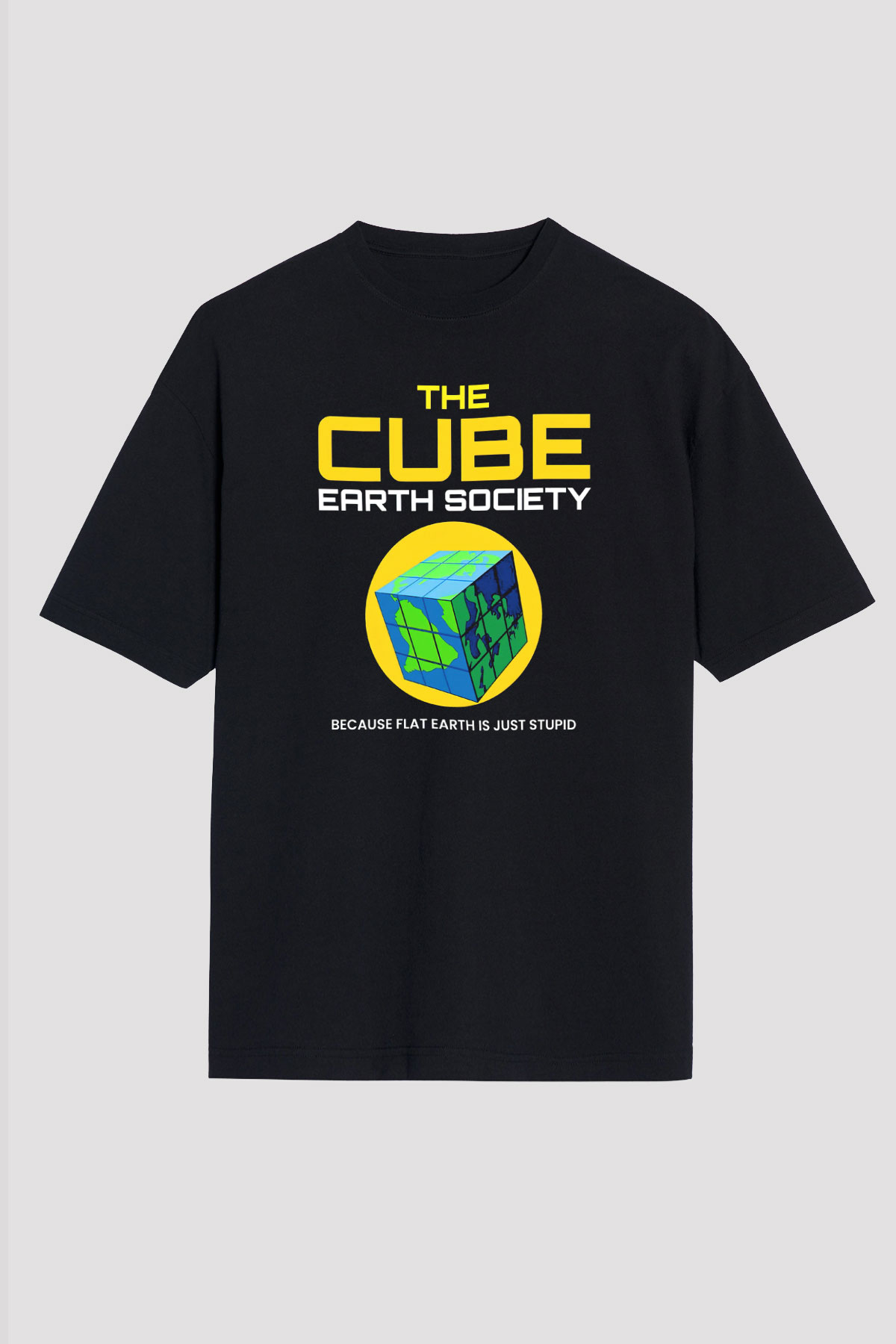 Dünya Küp Baskılı Unisex Oversize Tişört - Tshirt