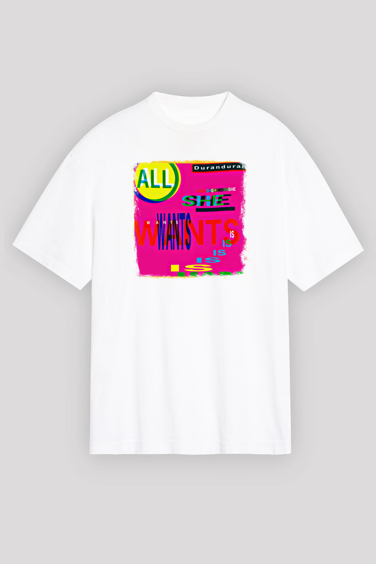 Duran Duran Baskılı Unisex Beyaz Oversize Tişört