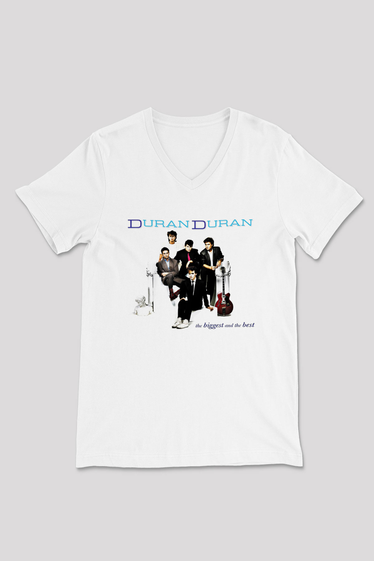 Duran Duran Baskılı Unisex Beyaz V Yaka Tişört