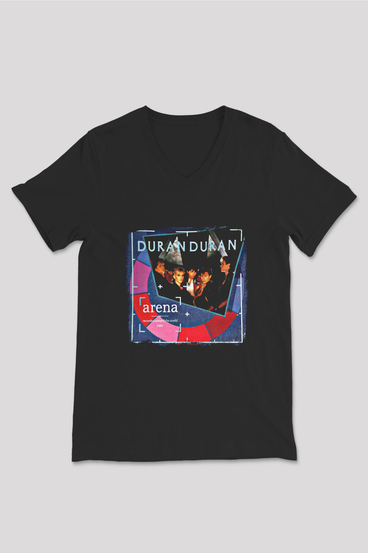 Duran Duran Baskılı Unisex Siyah V Yaka Tişört