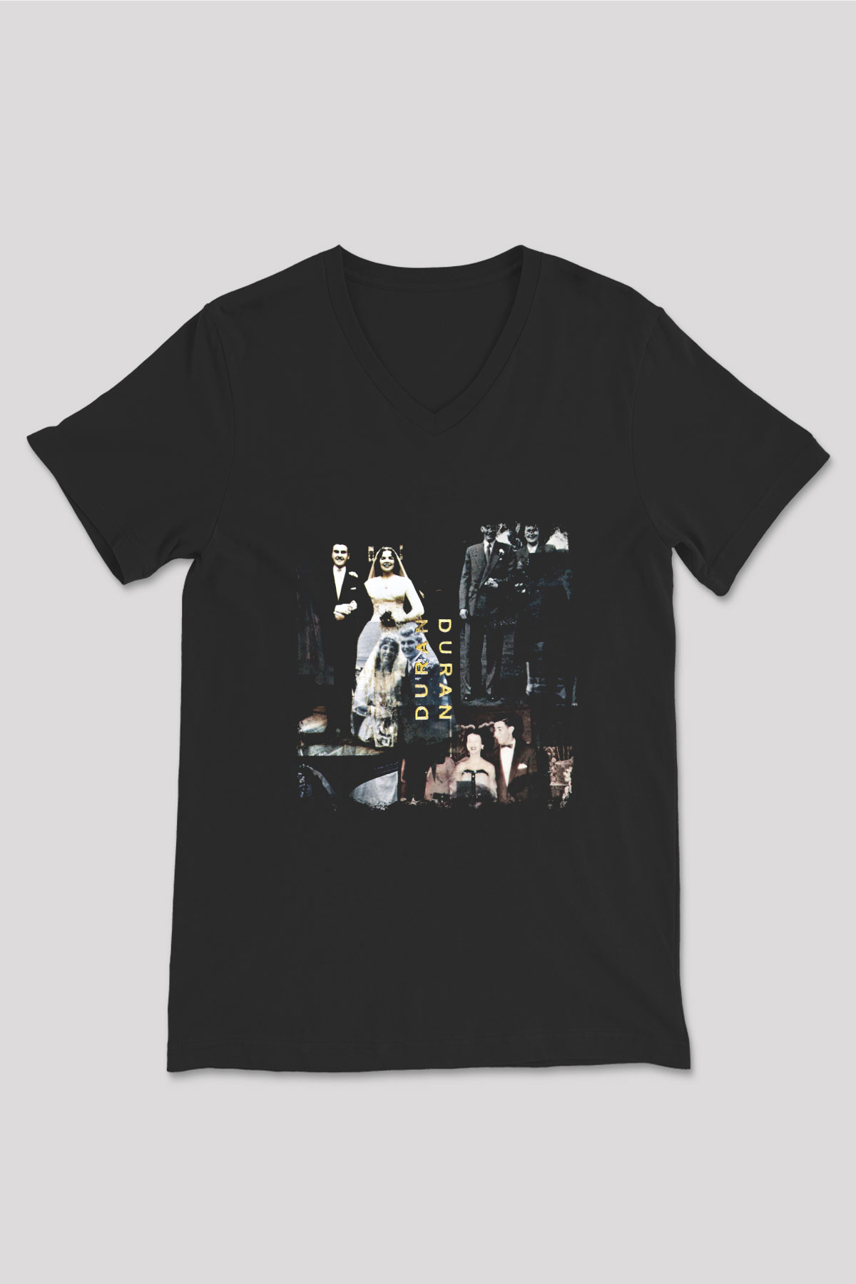 Duran Duran Baskılı Unisex Siyah V Yaka Tişört