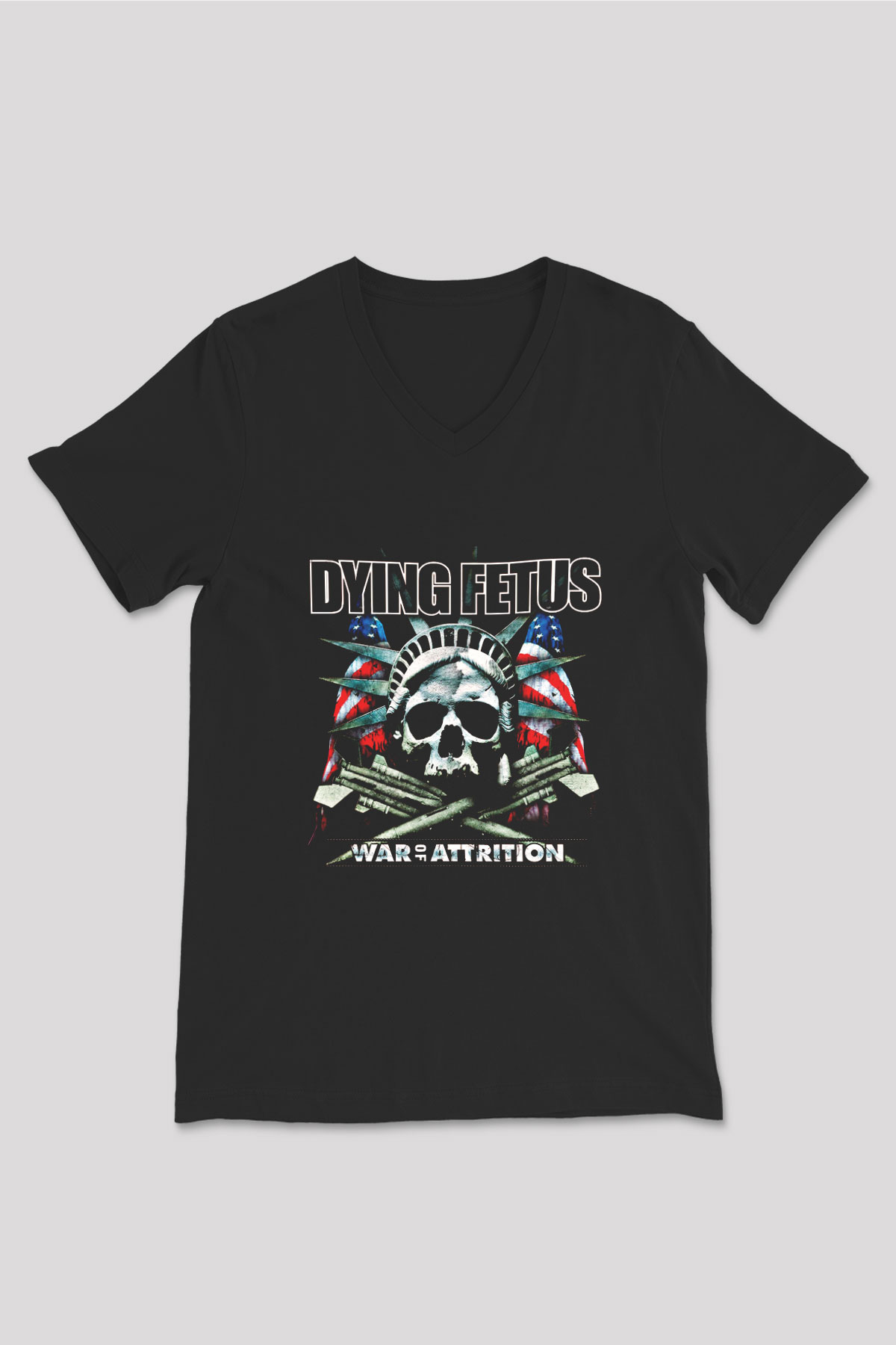 Dying Fetus Baskılı Unisex Siyah V Yaka Tişört