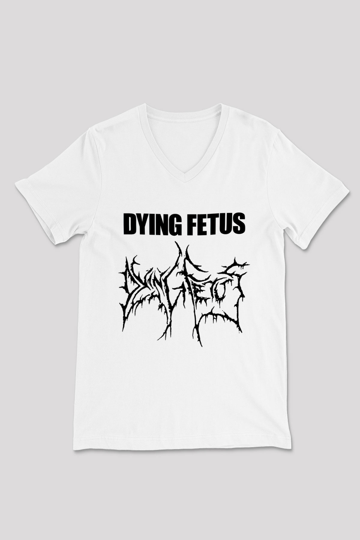 Dying Fetus Beyaz Unisex V Yaka Tişört T-Shirt