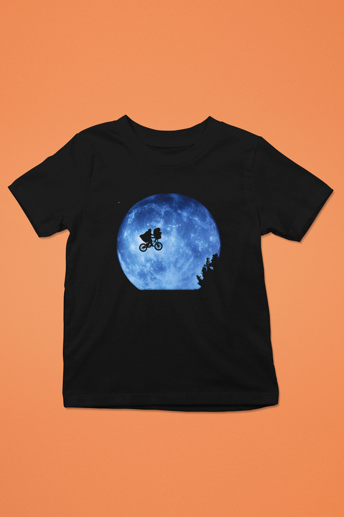 E.T. Baskılı Siyah Unisex Çocuk Tişört