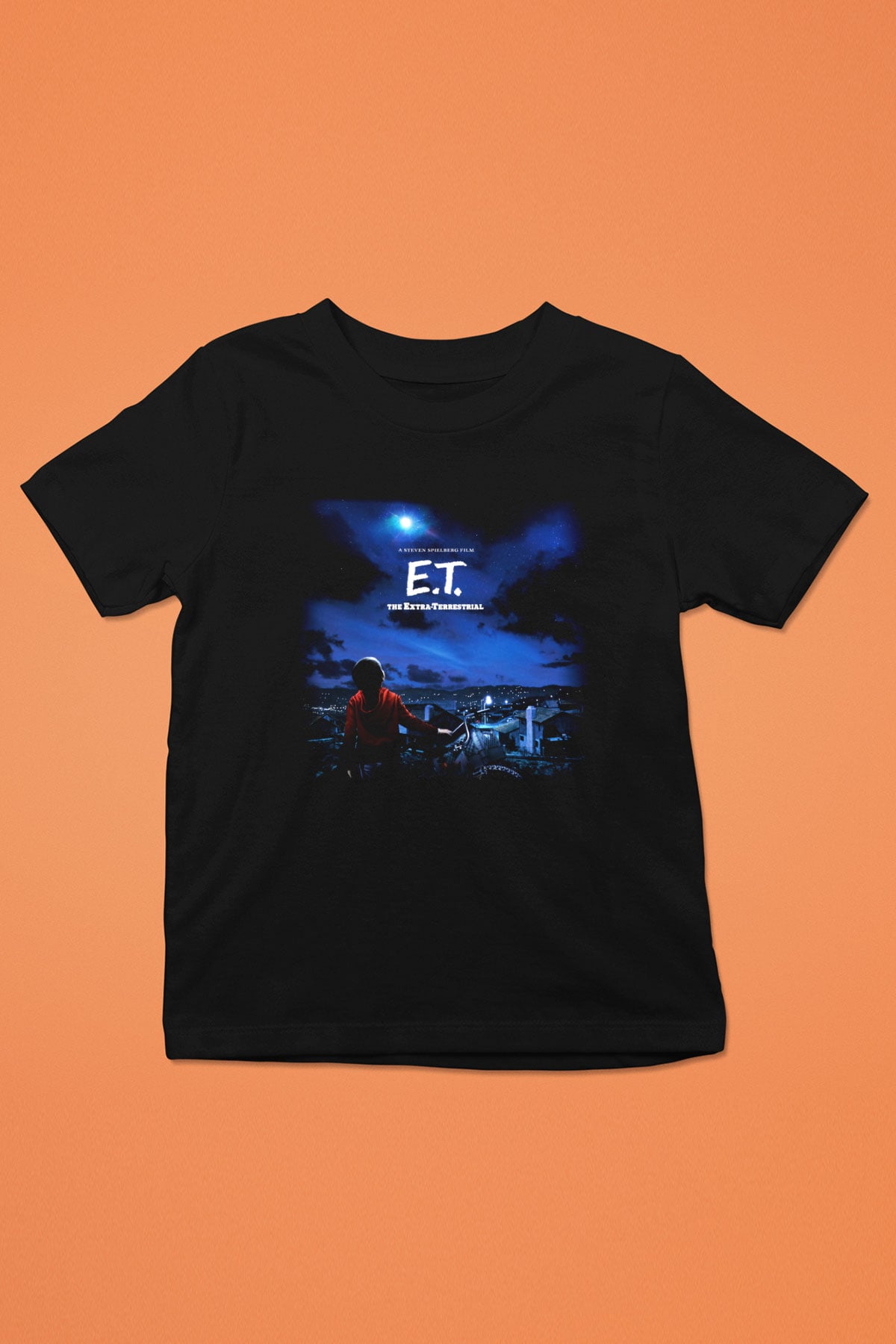 E.T. Baskılı Siyah Unisex Çocuk Tişört