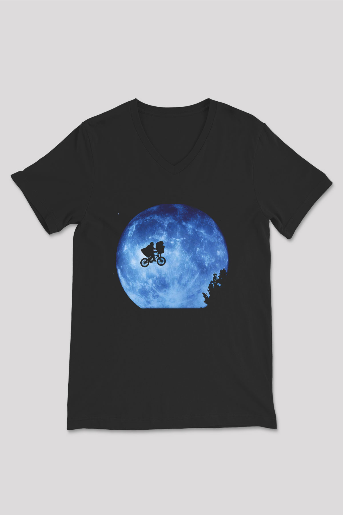 E.T. Siyah Unisex V Yaka Tişört