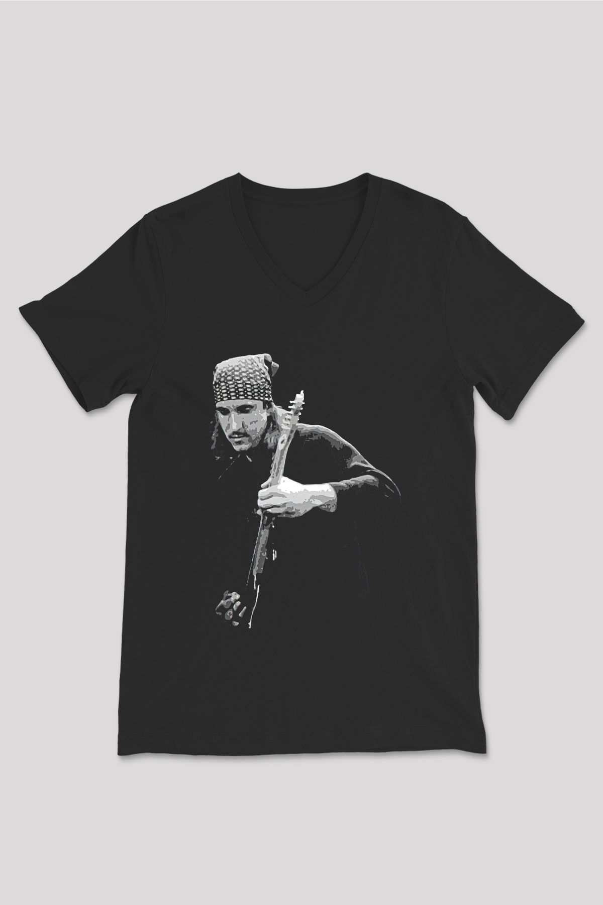 Eagles Baskılı Unisex Siyah V Yaka Tişört - Tshirt