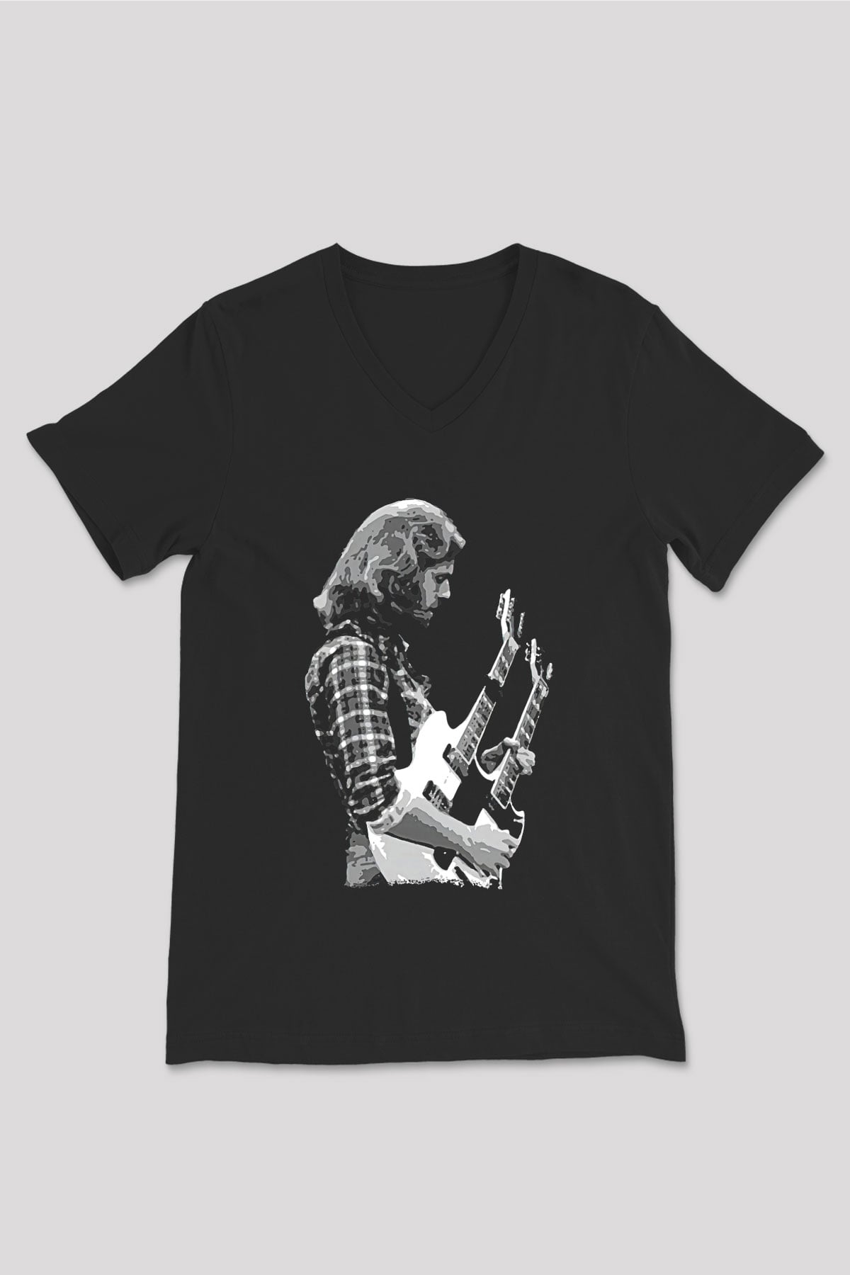 Eagles Baskılı Unisex Siyah V Yaka Tişört - Tshirt