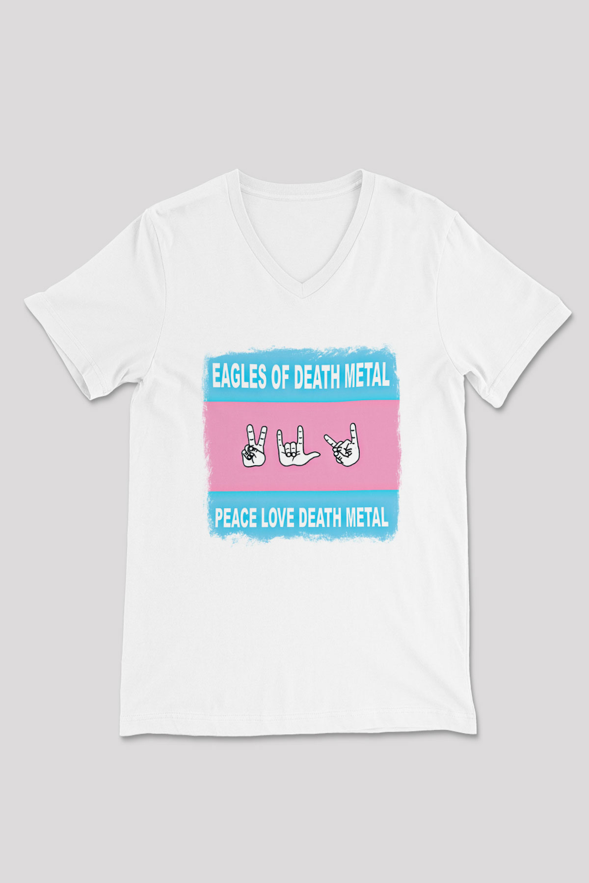 Eagles of Death Metal Baskılı Unisex Beyaz V Yaka Tişört