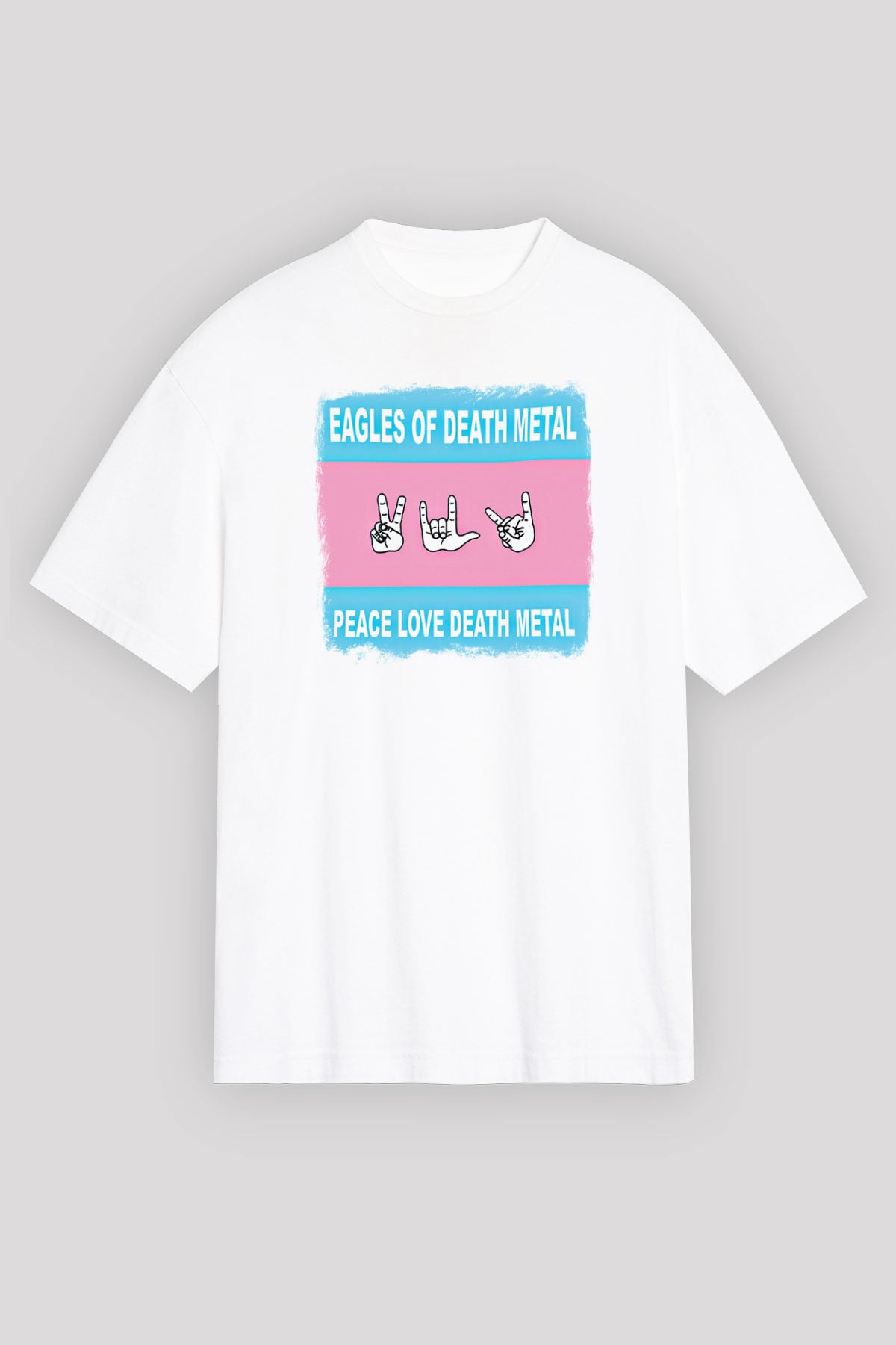 Eagles of Death Metal Baskılı Unisex Beyaz Oversize Tişört