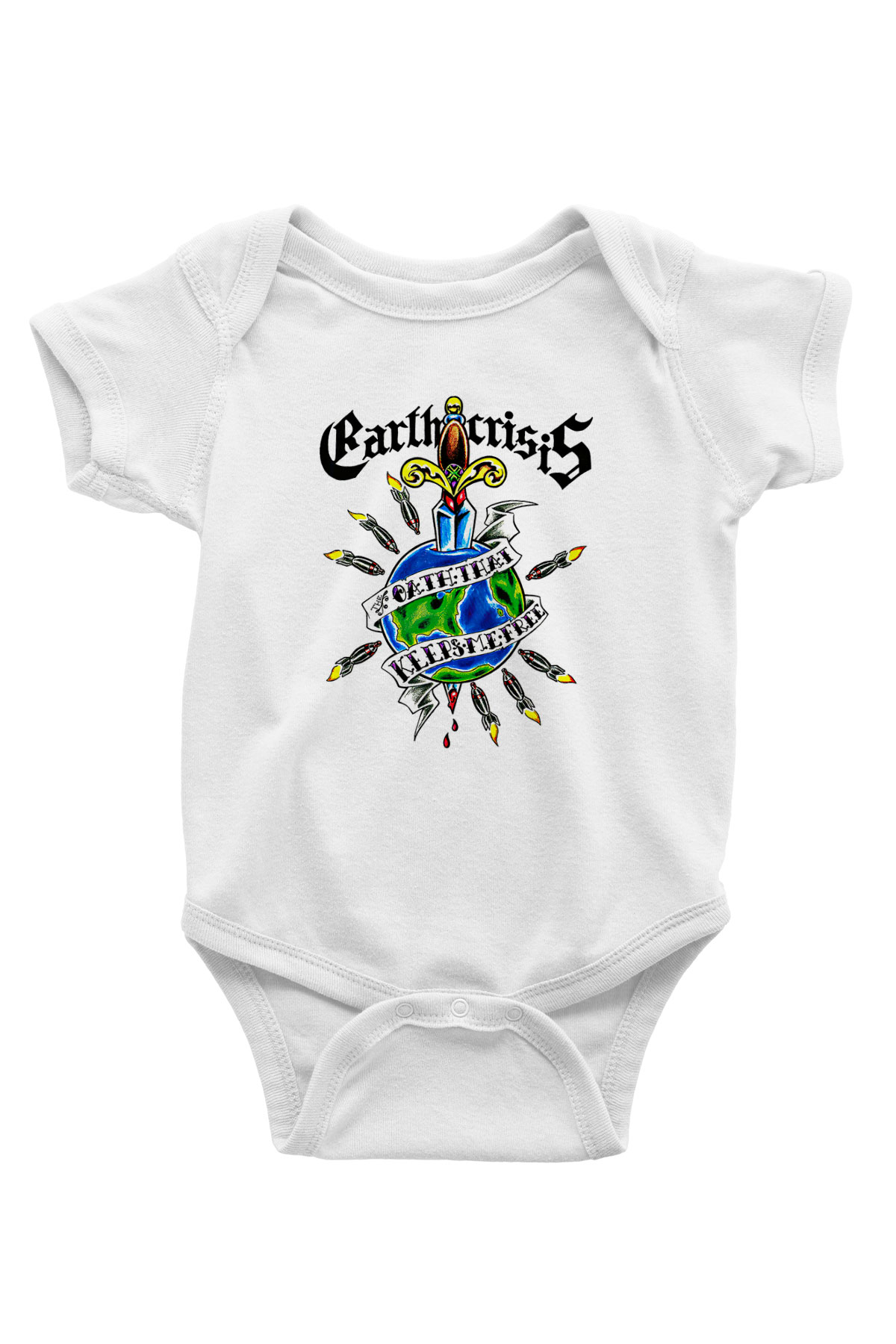 Earth Crisis Baskılı Beyaz Unisex Bebek Body - Zıbın