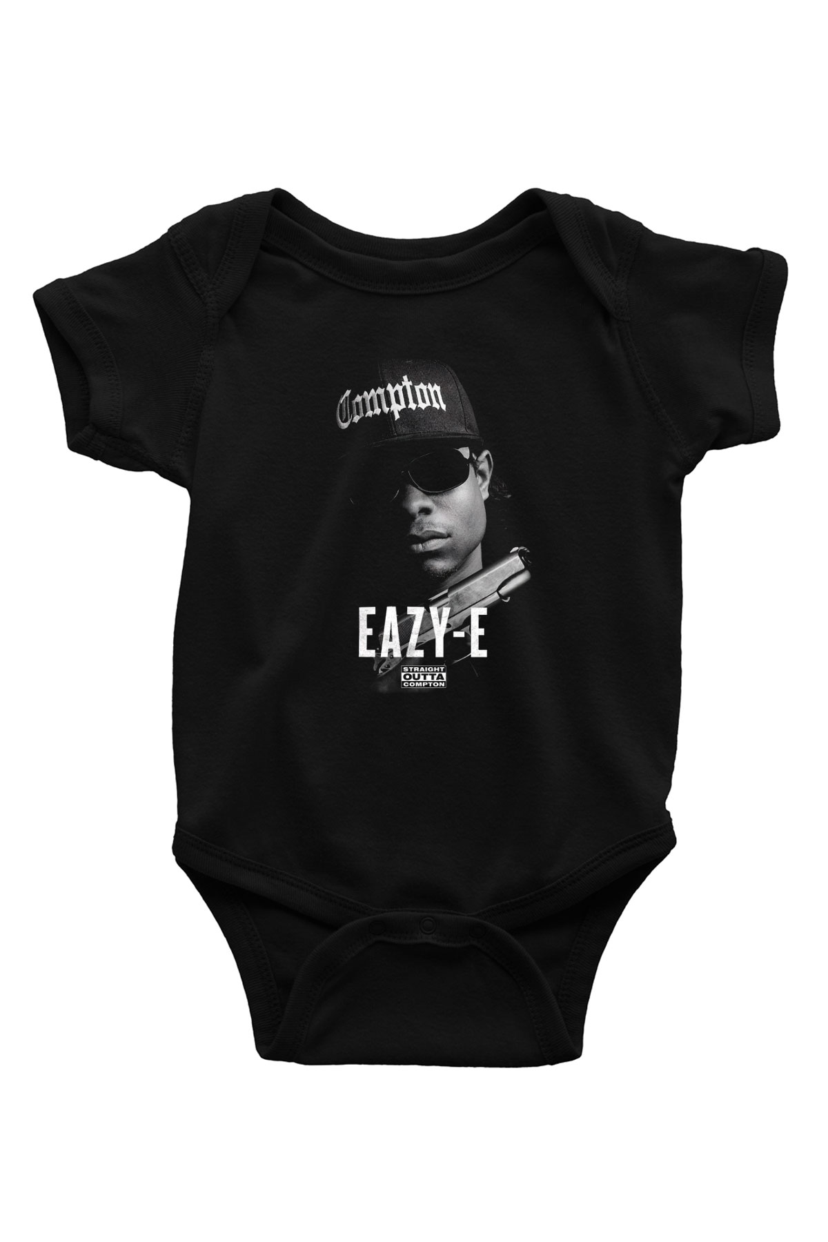 Eazy-E Baskılı Siyah Bebek Body - Zıbın