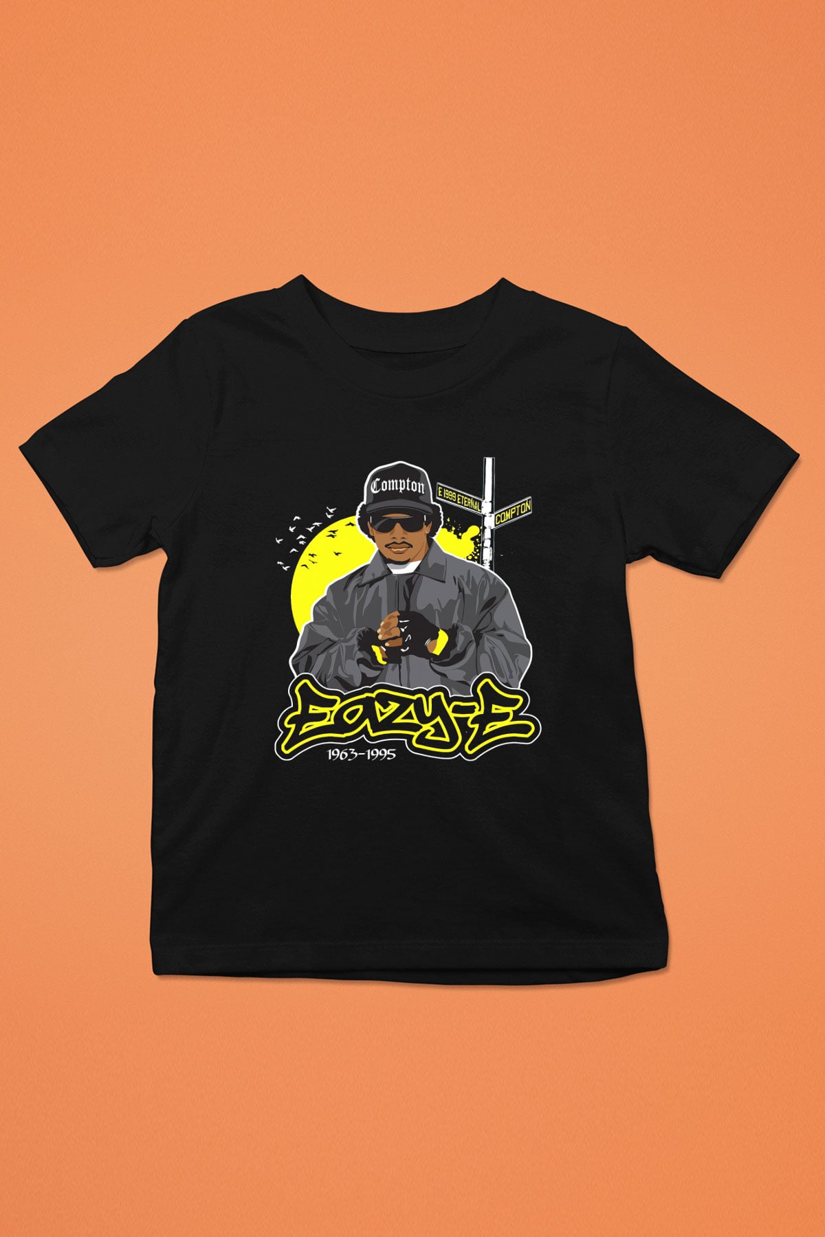 Eazy-E Baskılı Siyah Unisex Çocuk Tişört
