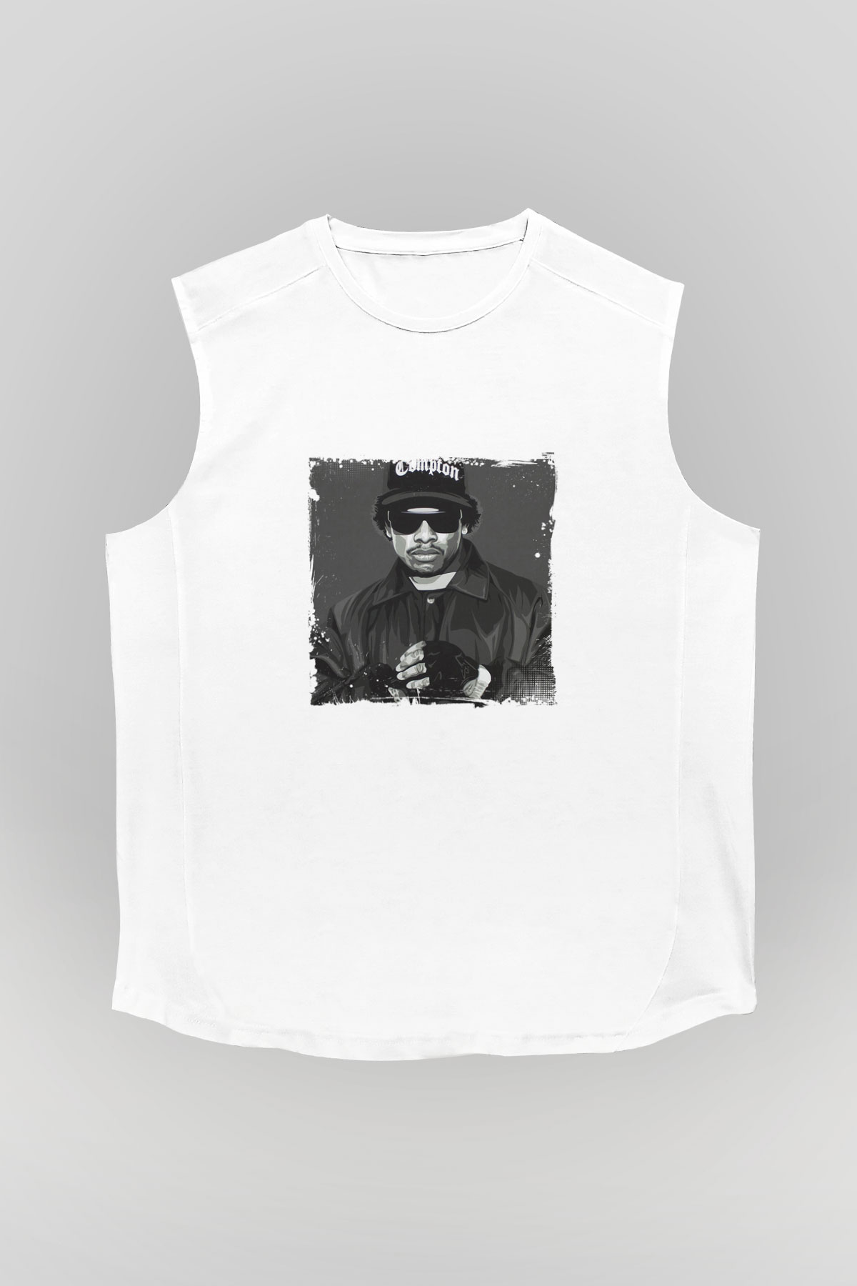 Eazy-E Baskılı Unisex Beyaz Kolsuz Tişört