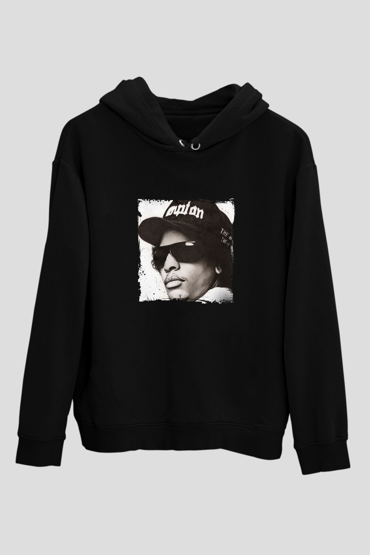 Eazy-E Baskılı Unisex Siyah Hoodie