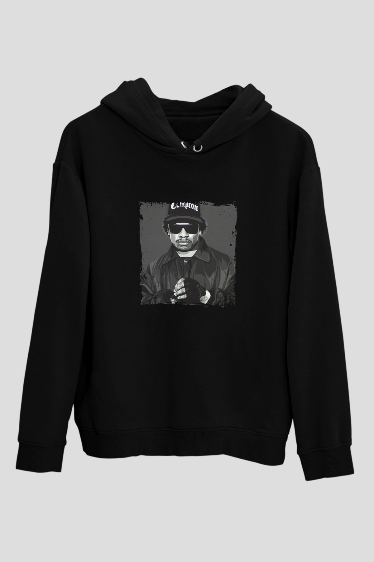 Eazy-E Baskılı Unisex Siyah Hoodie
