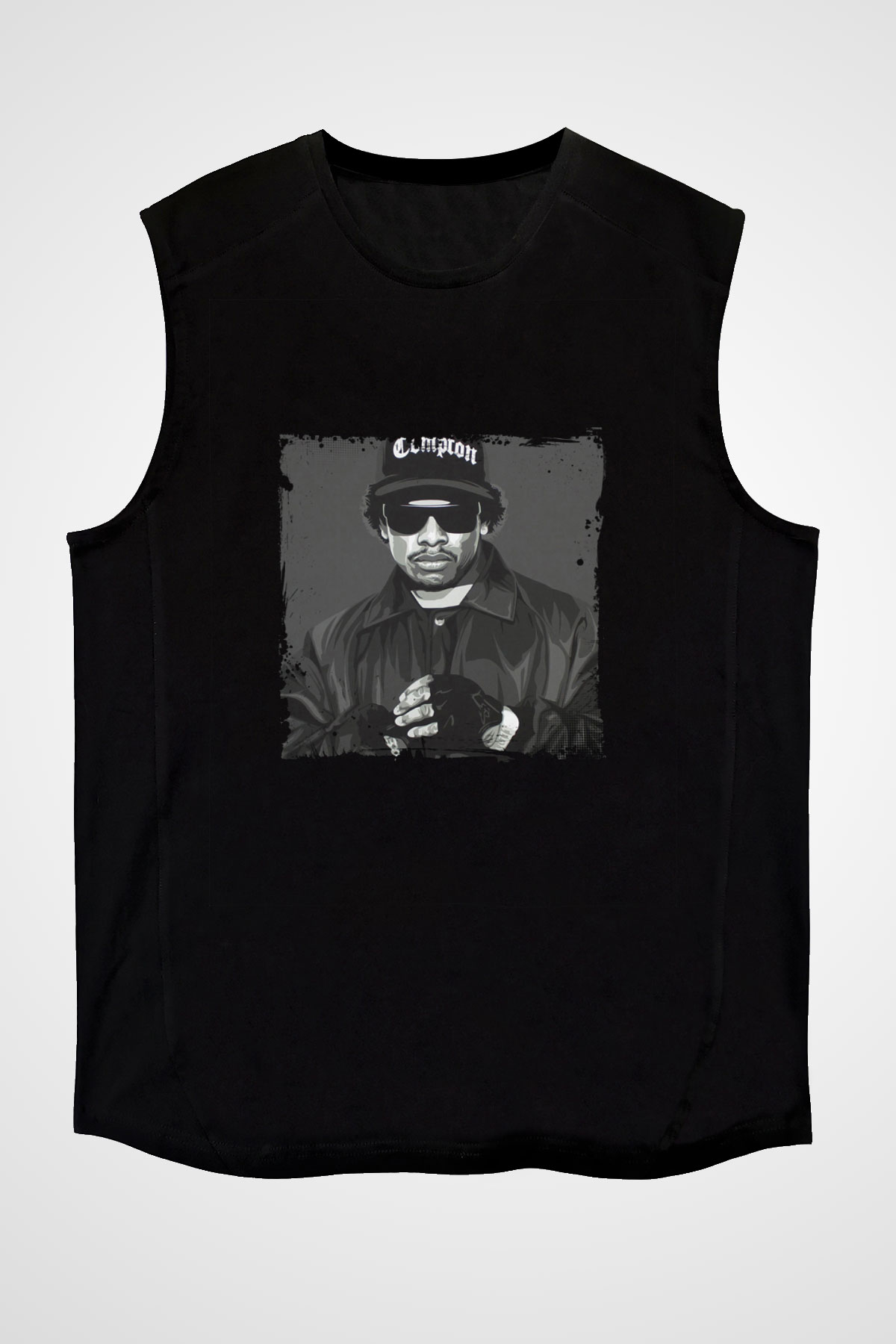 Eazy-E Baskılı Unisex Siyah Kolsuz Tişört