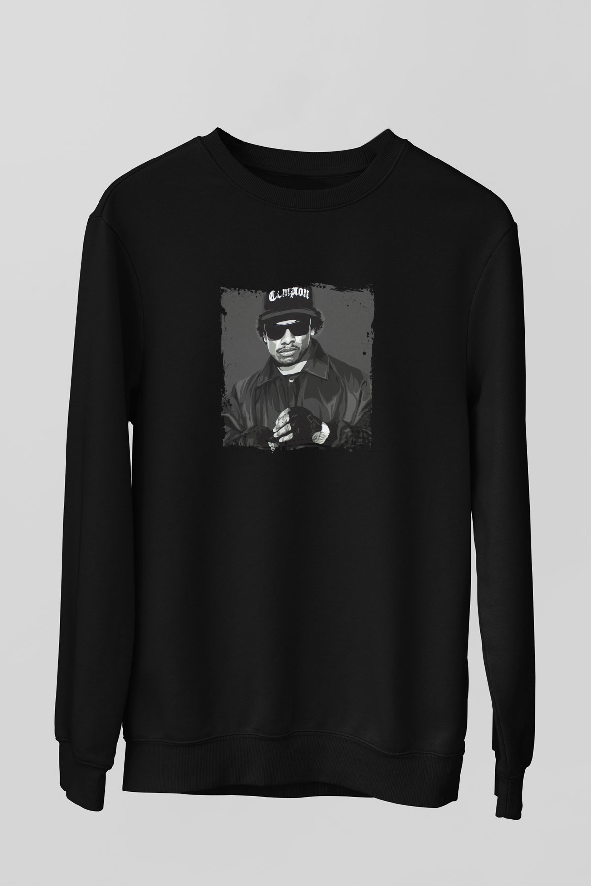 Eazy-E Baskılı Unisex Siyah Sweatshirt