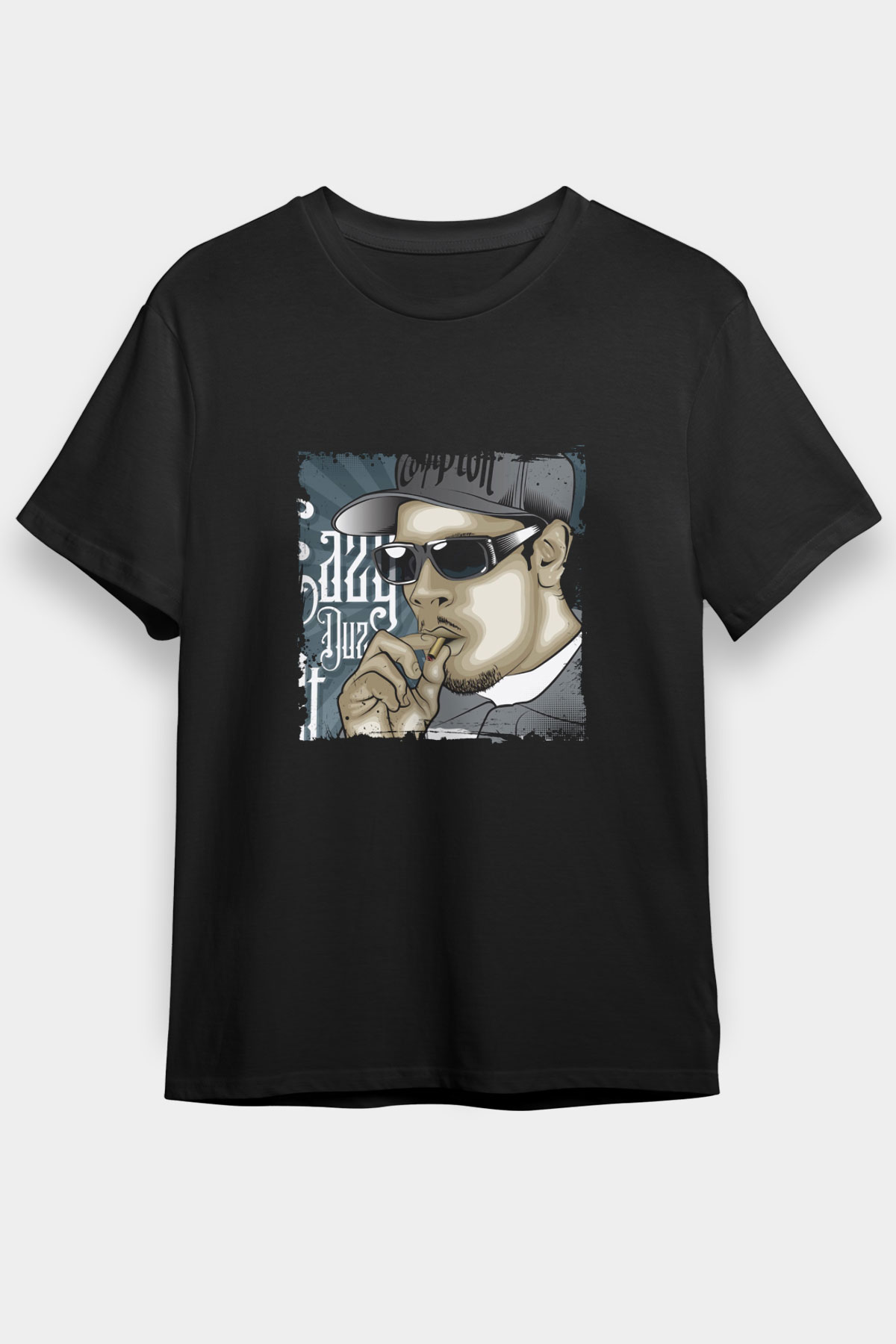 Eazy-E Baskılı Unisex Siyah Tişört