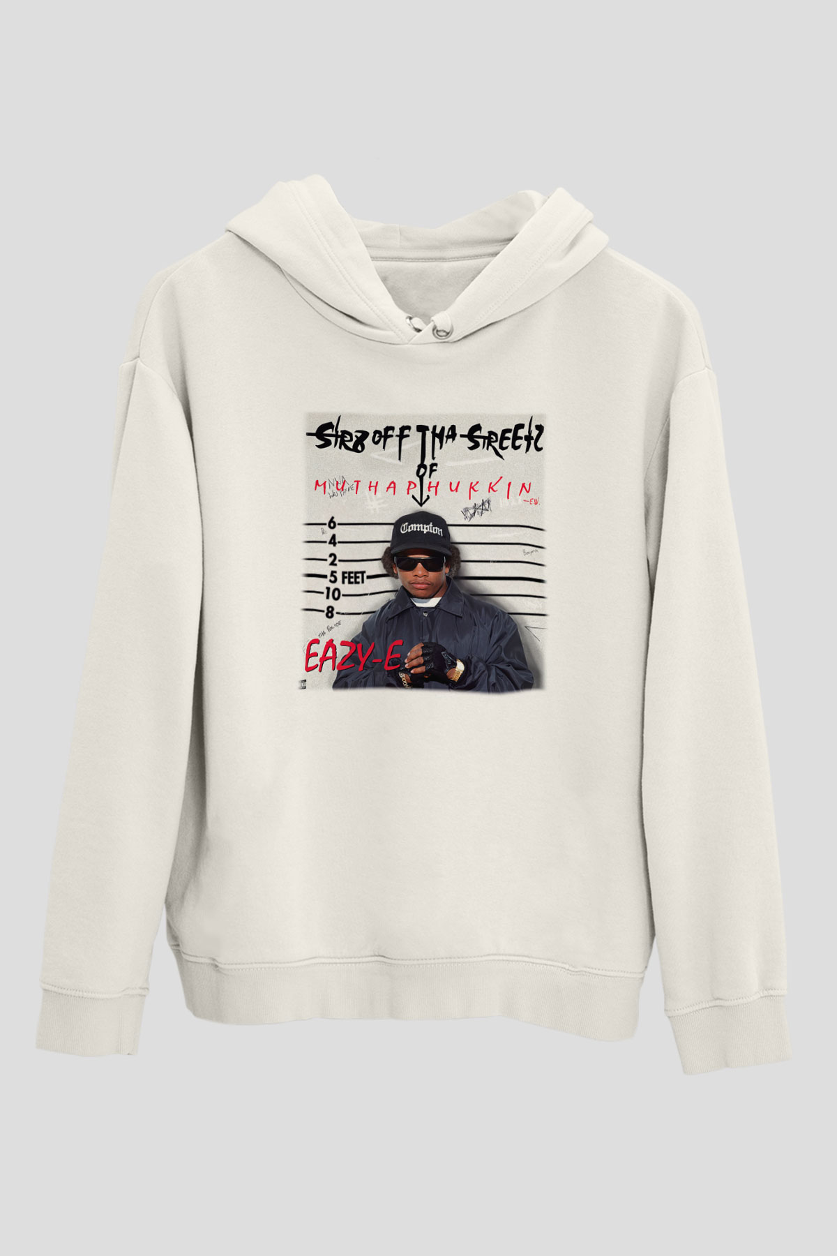 Eazy-E Beyaz Unisex Kapşonlu Sweatshirt