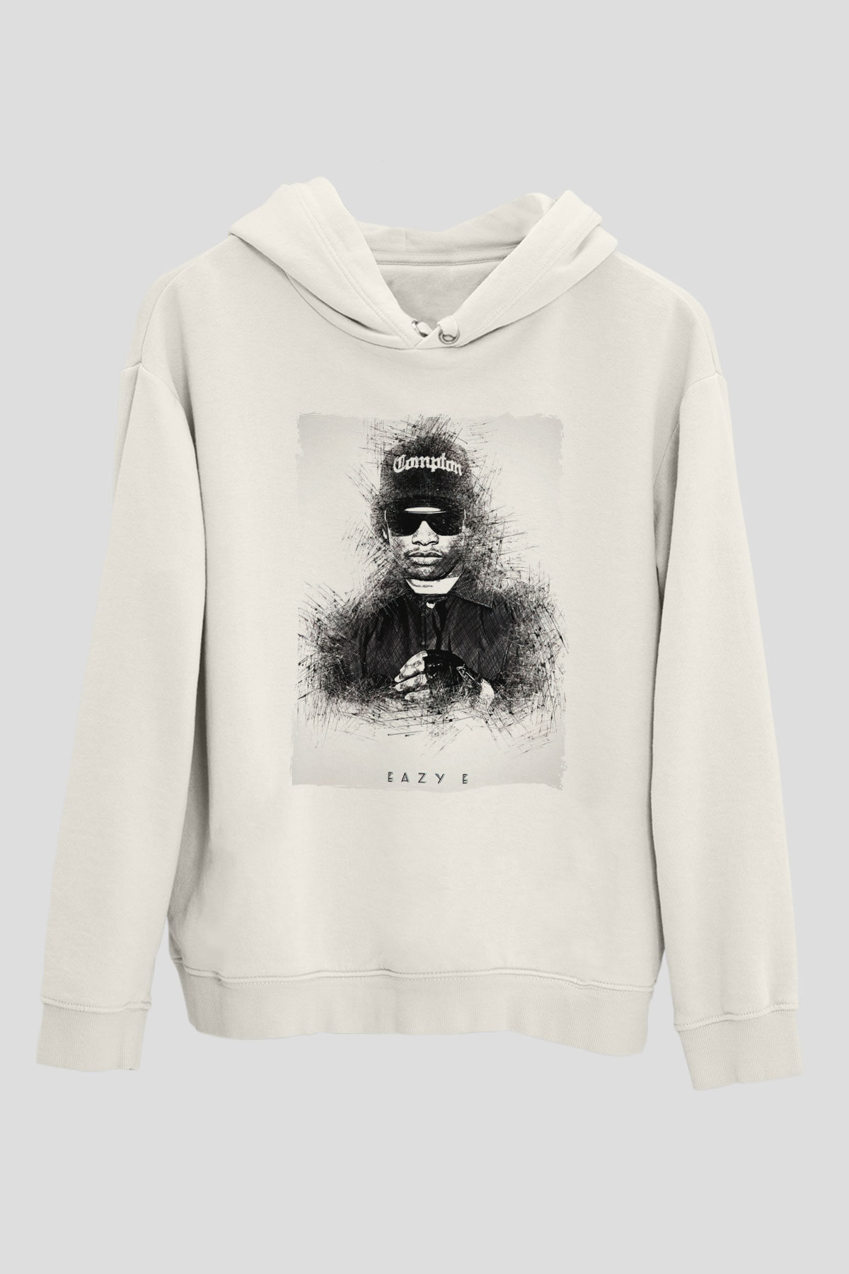 Eazy-E Beyaz Unisex Kapüşonlu Sweatshirt