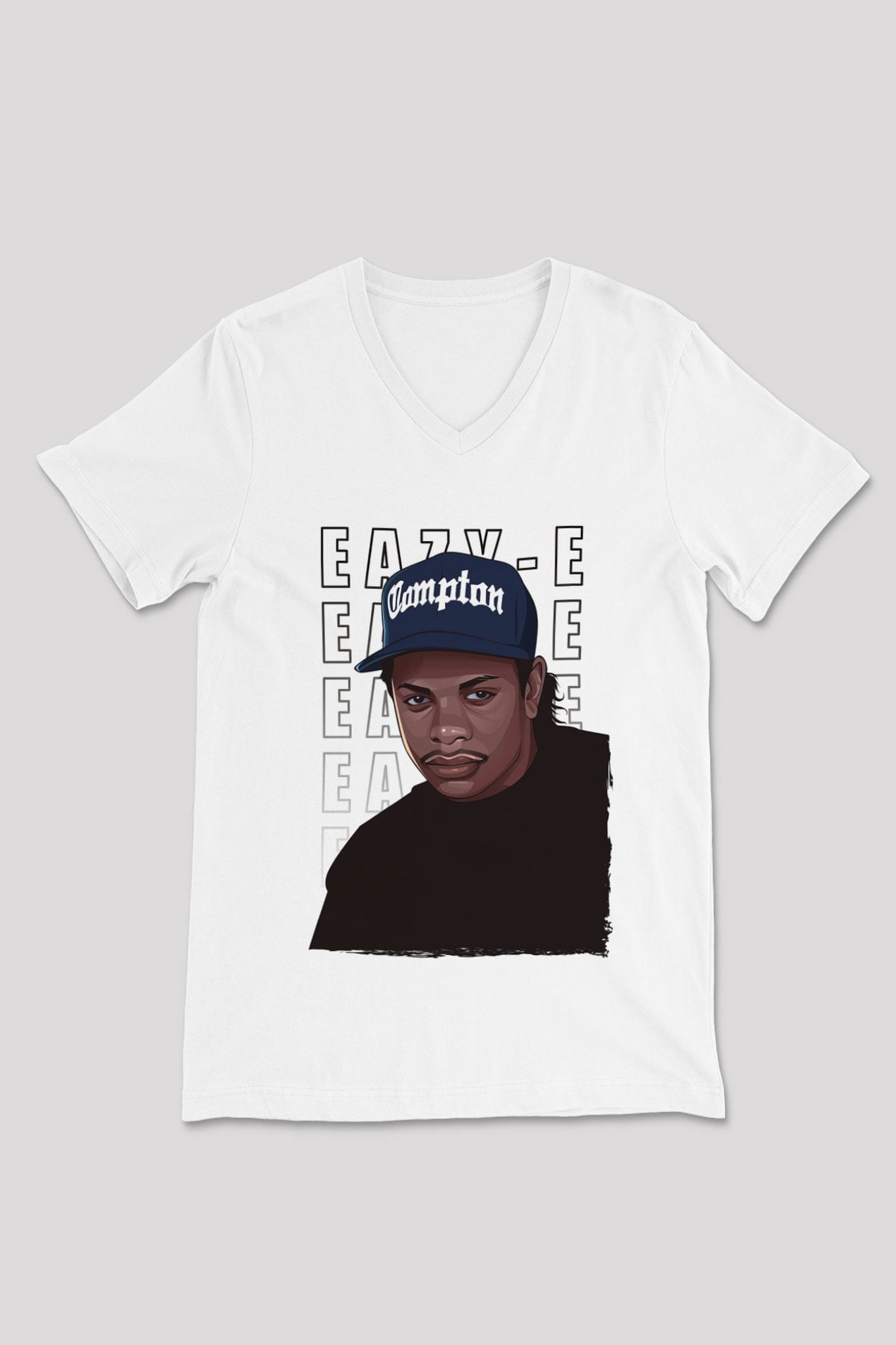 Eazy-E Beyaz Unisex V Yaka Tişört