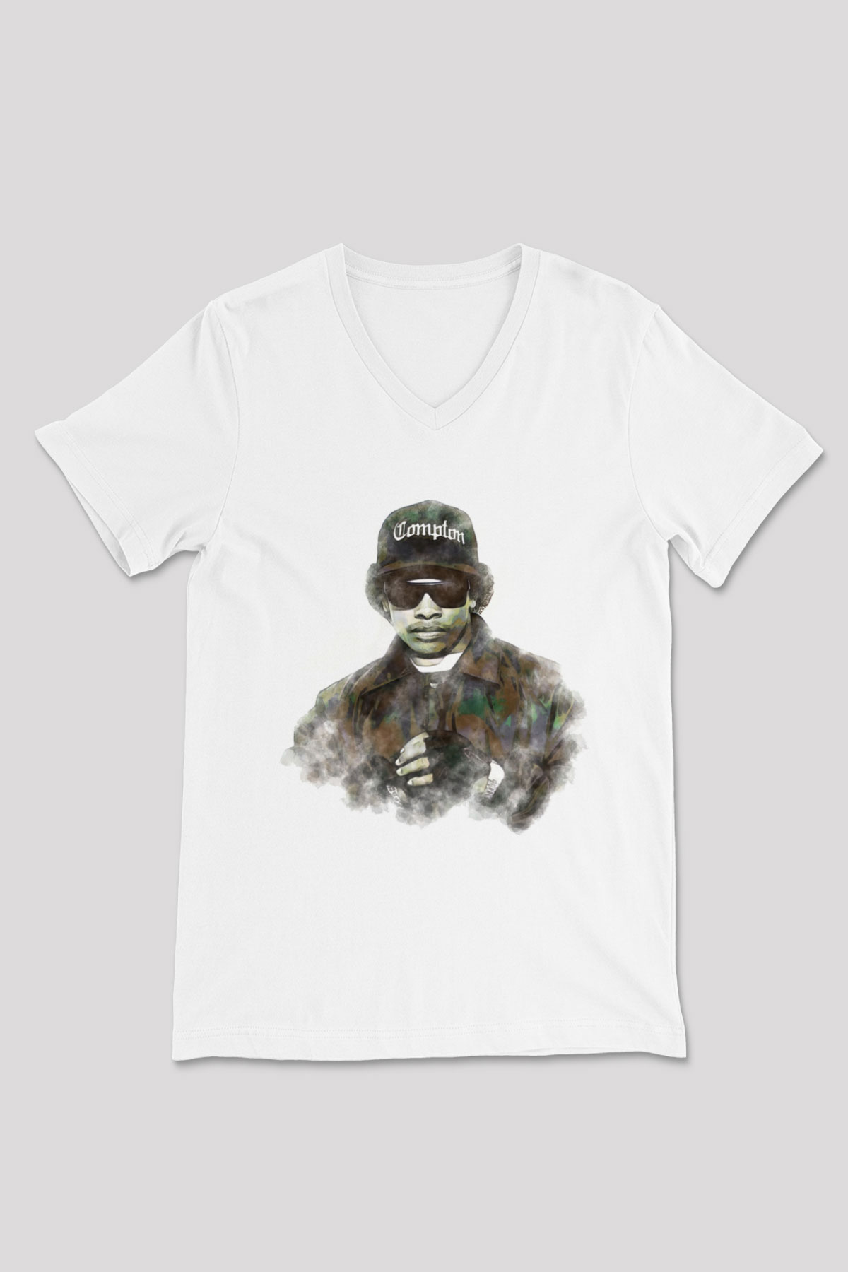 Eazy-E Beyaz Unisex V Yaka Tişört