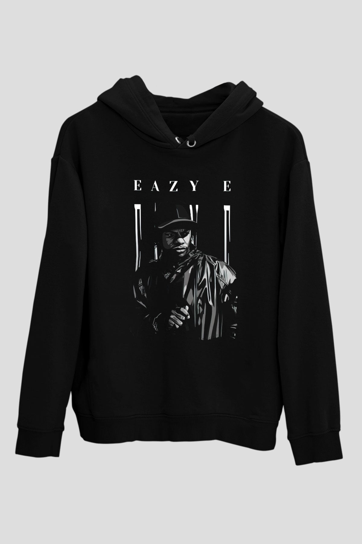 Eazy-E Siyah Unisex Kapüşonlu Sweatshirt