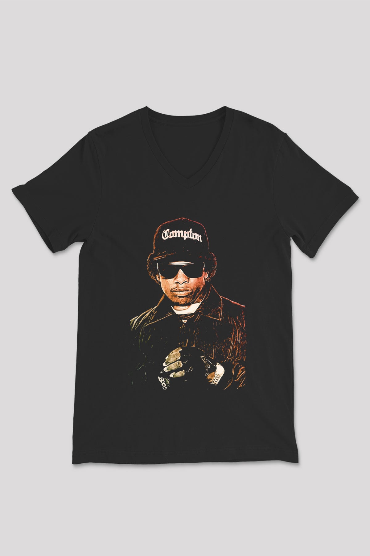 Eazy-E Siyah Unisex V Yaka Tişört