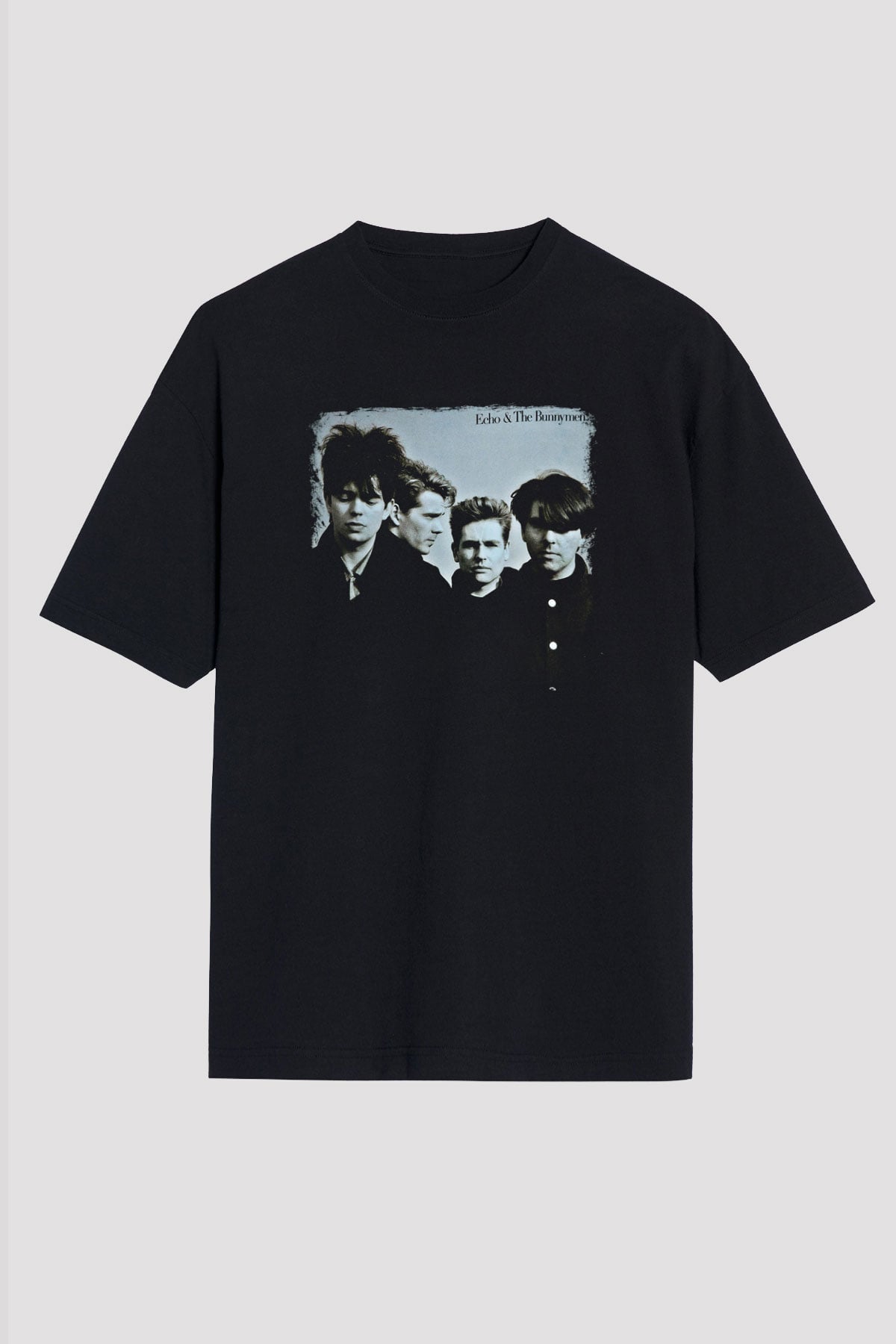 Echo and The Bunnymen Baskılı Unisex Siyah Oversize Tişört