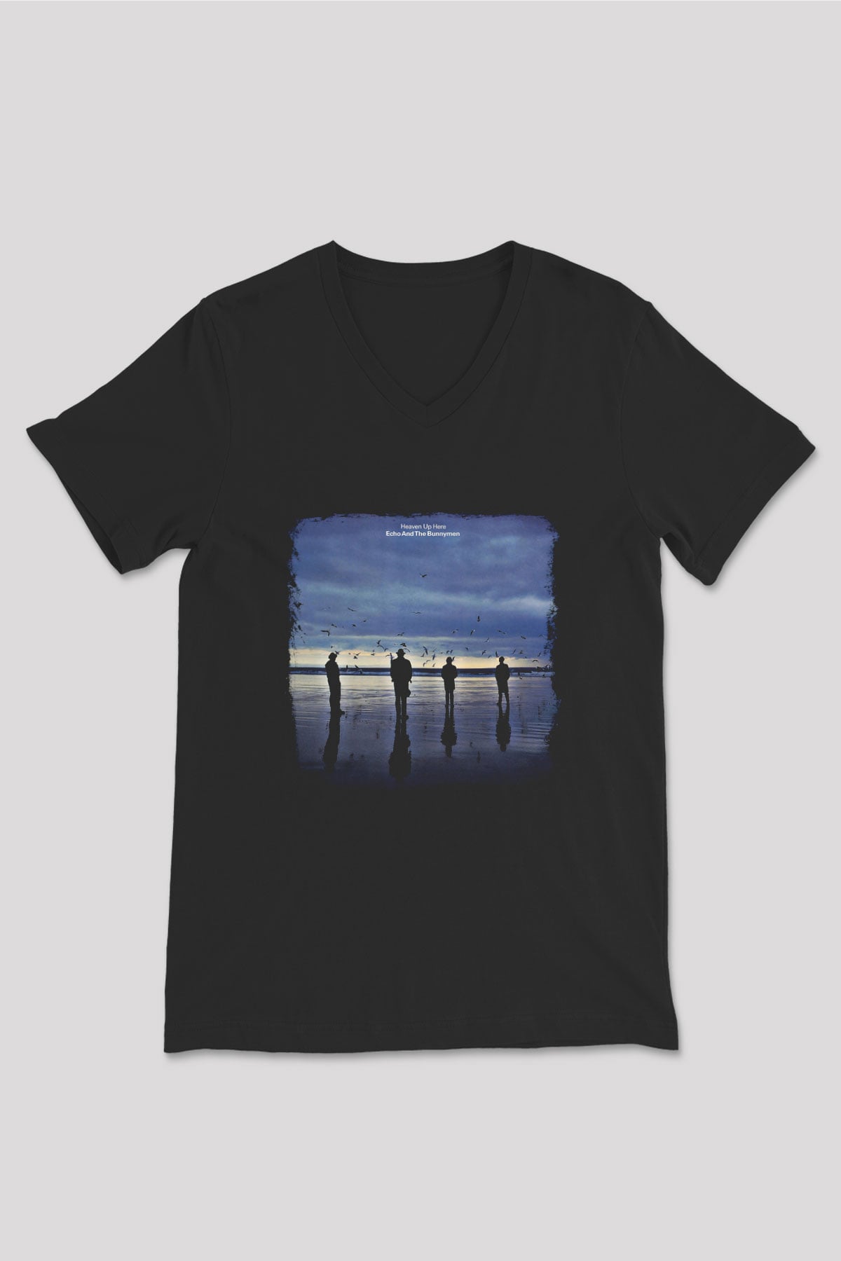 Echo and The Bunnymen Baskılı Unisex Siyah V Yaka Tişört