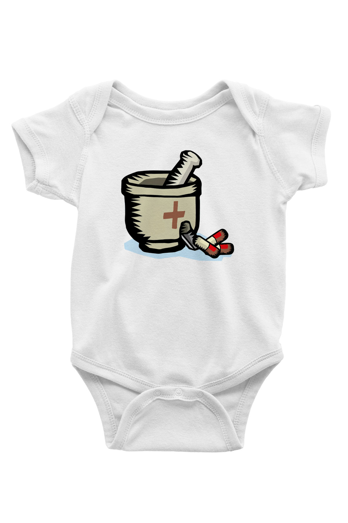 Eczacı Baskılı Beyaz Unisex Bebek Body - Zıbın