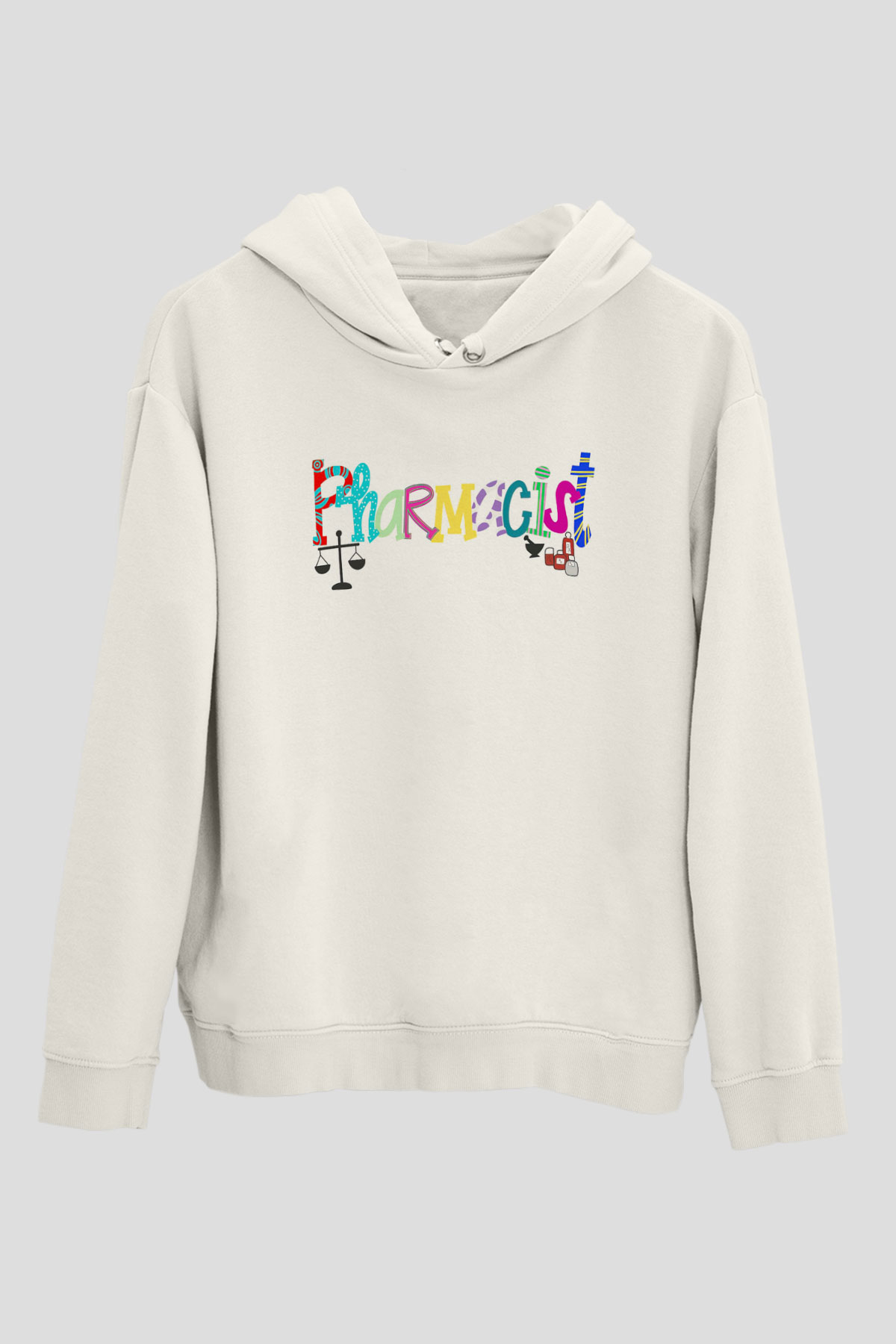 Eczacı Beyaz Unisex Kapüşonlu Sweatshirt