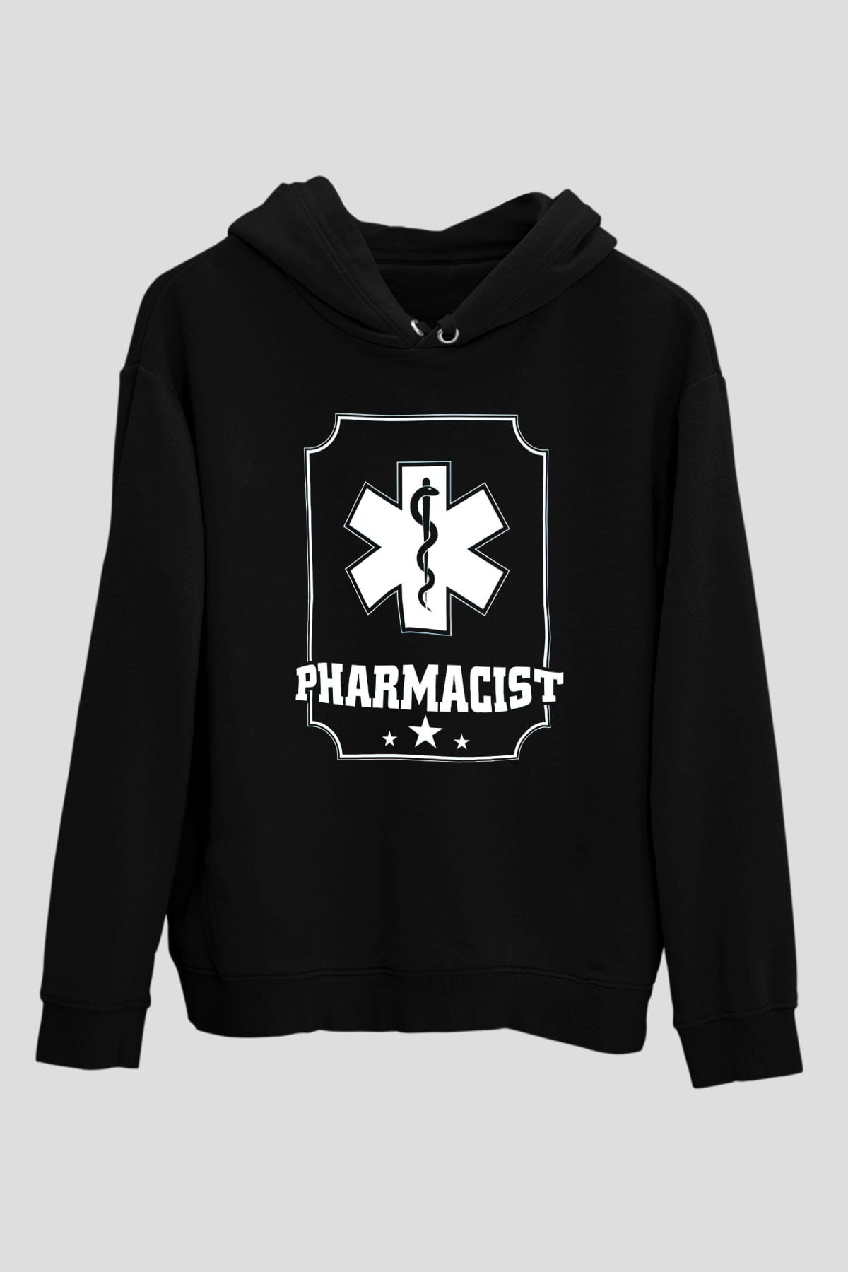 Eczacı Siyah Unisex Kapüşonlu Sweatshirt