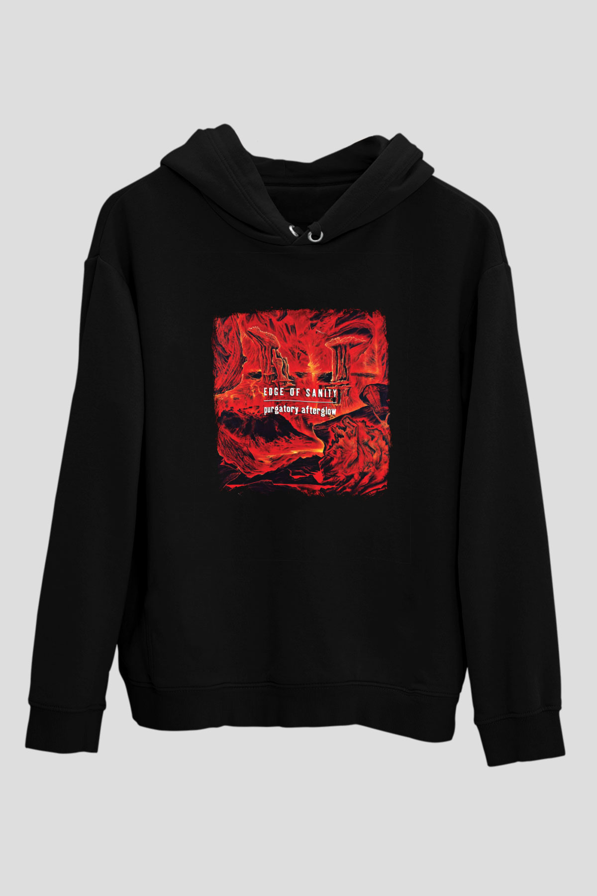 Edge of Sanity Baskılı Unisex Siyah Hoodie
